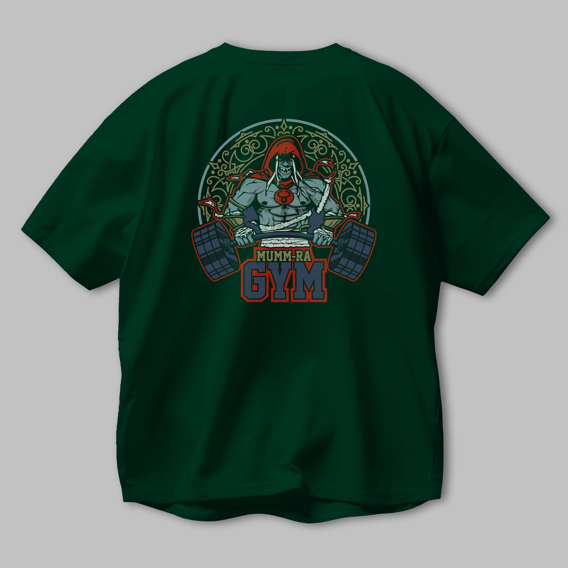 Mumm-ra GYM Arka Baskılı Oversize t-shirt Erkek Kadın Unisex %100 Pamuk Bisiklet Yaka tişort