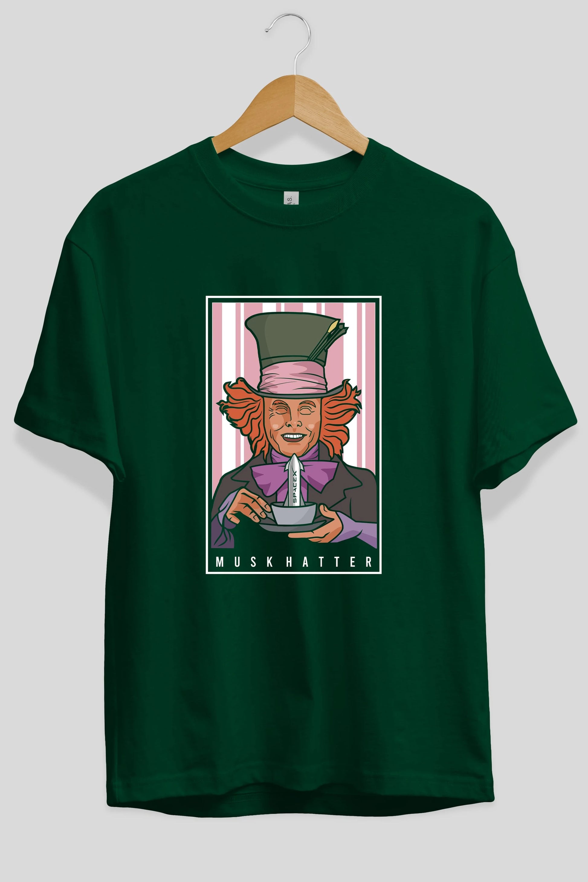 Mad Hatter Elon Musk Ön Baskılı Oversize t-shirt Erkek Kadın Unisex %100 Pamuk tişort