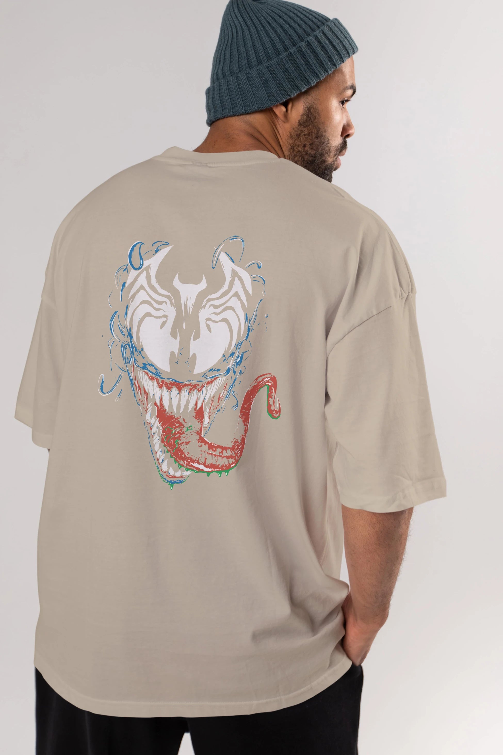 Venom (2) Arka Baskılı Oversize t-shirt Erkek Kadın Unisex %100 Pamuk Bisiklet Yaka tişort