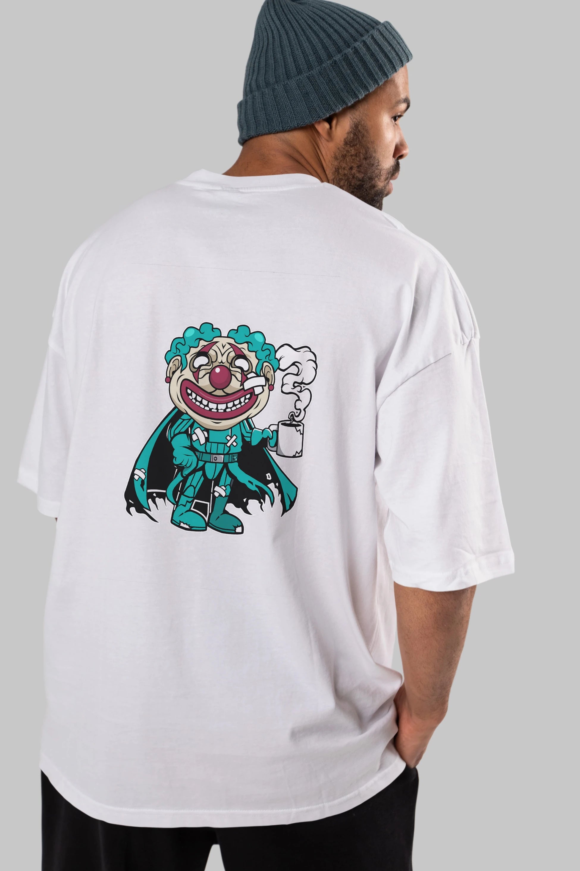 Super Clown Arka Baskılı Oversize t-shirt Erkek Kadın Unisex %100 Pamuk tişort