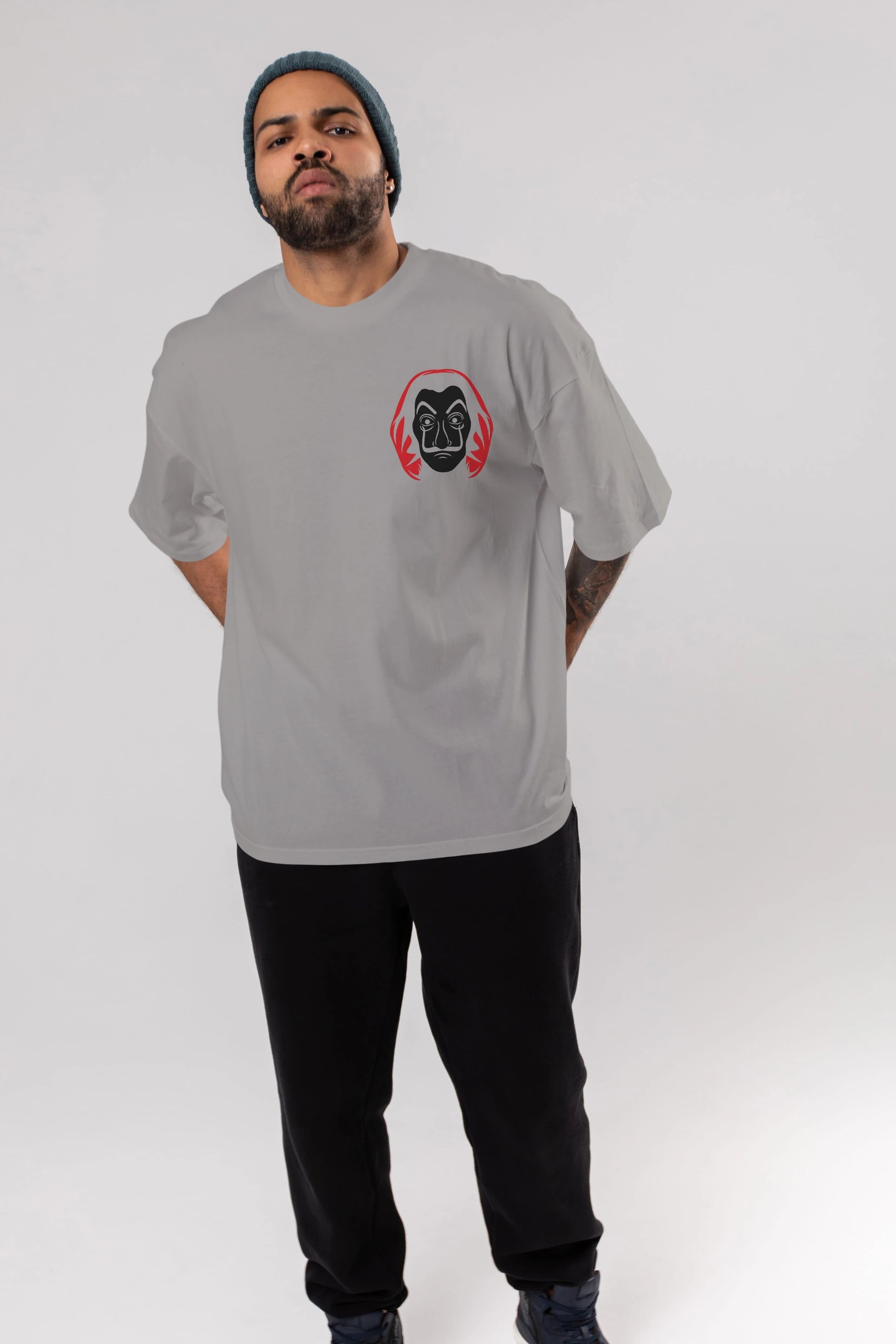 La Casa De Papel (8) Ön Sol Baskılı Oversize t-shirt Erkek Kadın Unisex %100 Pamuk Bisiklet Yaka tişort