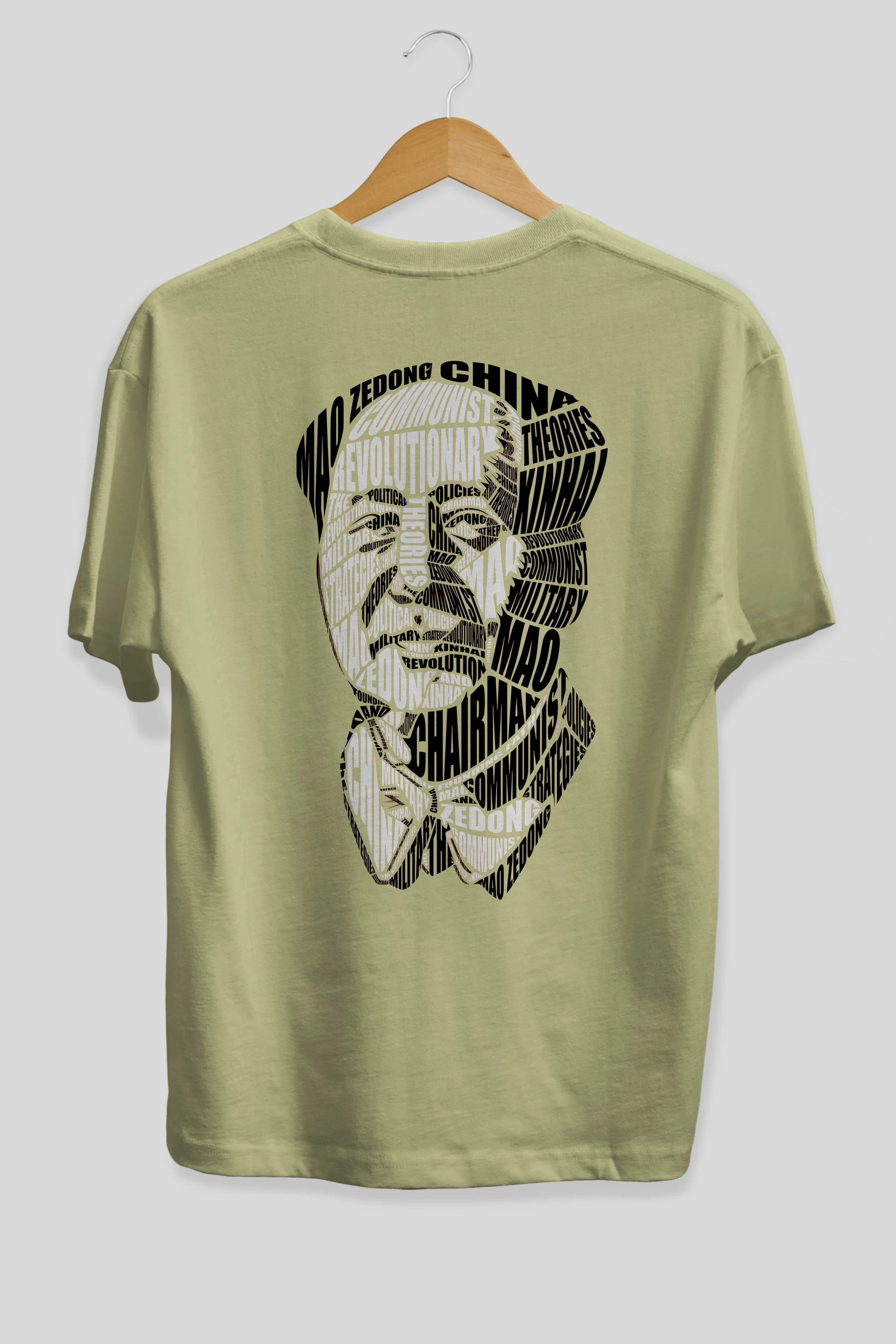 Mao Zedong Calligram Arka Baskılı Oversize t-shirt %100 pamuk Erkek Kadın Unisex