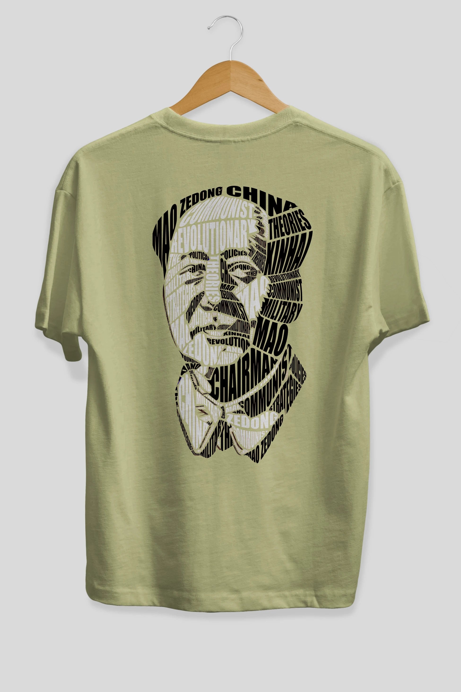 Mao Zedong Calligram Arka Baskılı Oversize t-shirt %100 pamuk Erkek Kadın Unisex