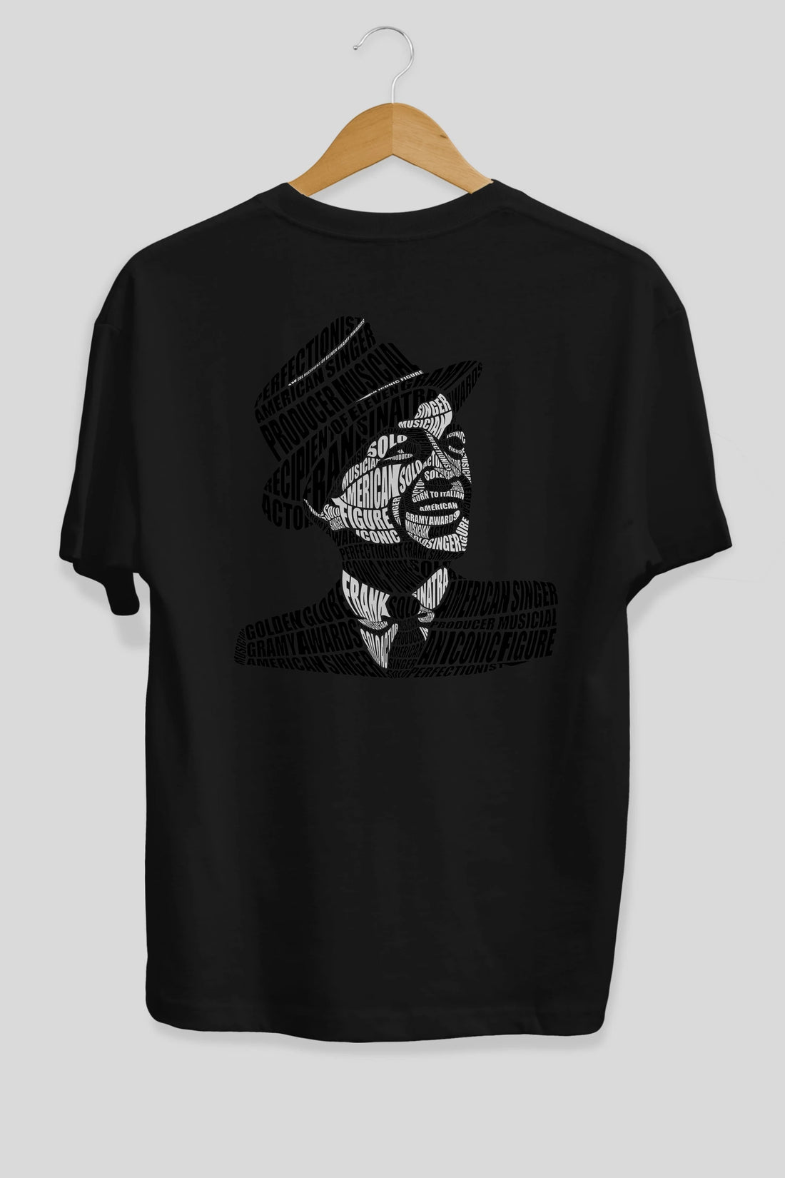Frank Sinatra Calligram Arka Baskılı Oversize t-shirt %100 pamuk Erkek Kadın Unisex