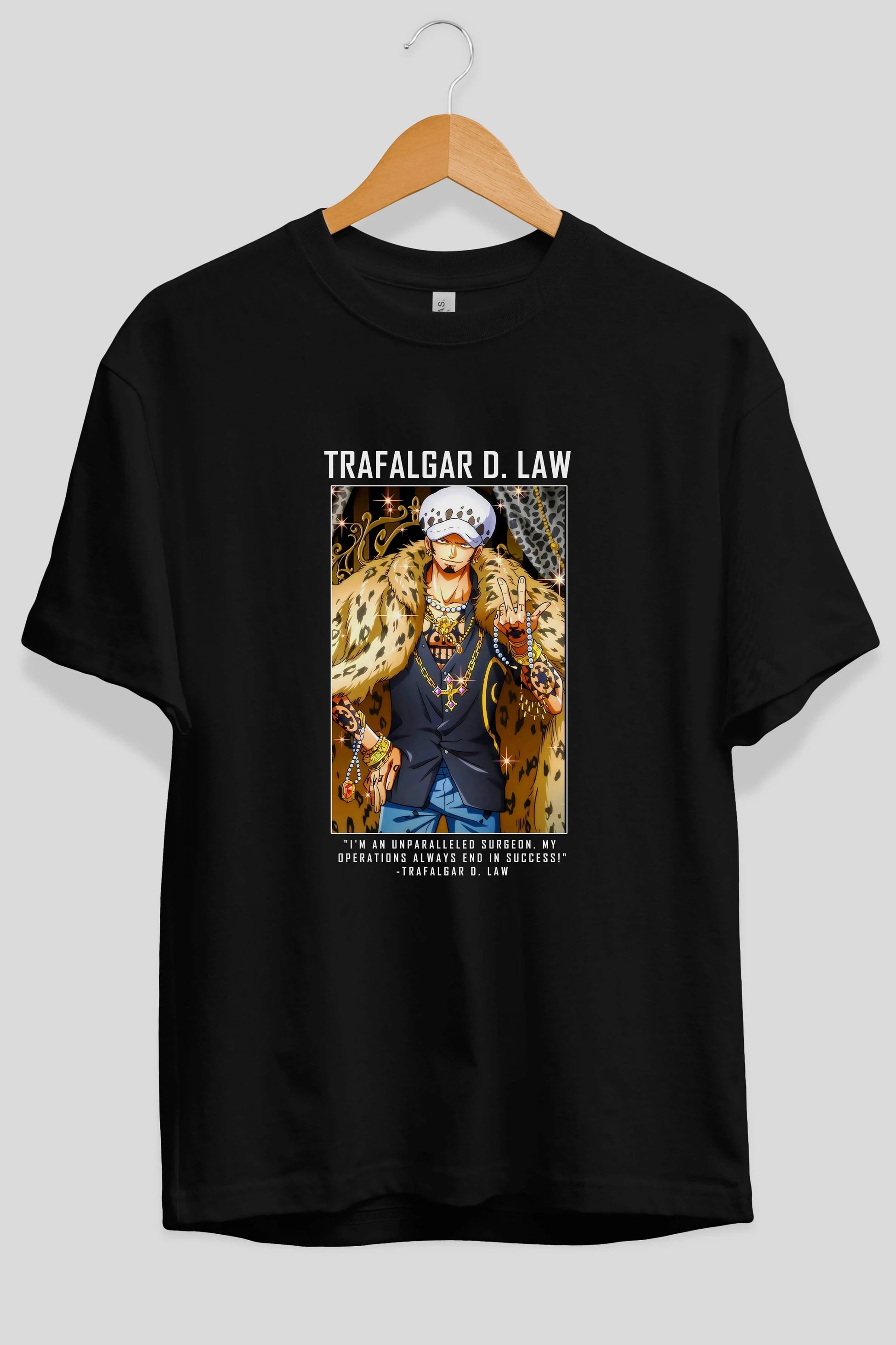 Trafalgar D. Water Law 2 Anime Ön Baskılı Oversize t-shirt Erkek Kadın Unisex