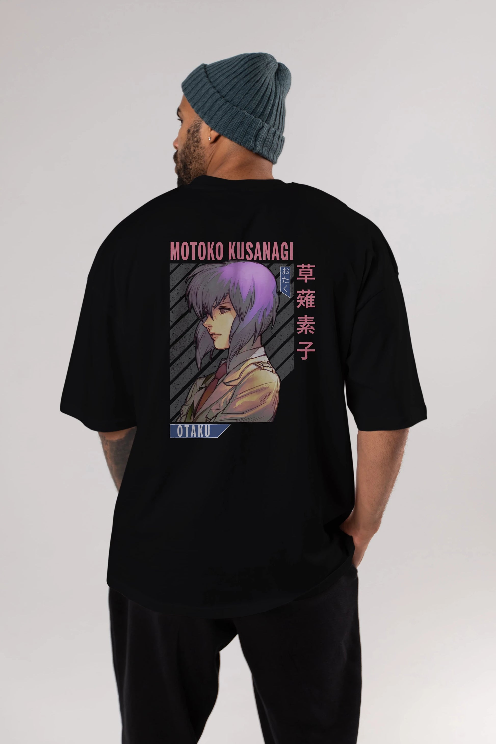 Motoko Kusanagi 4 Anime Arka Baskılı Oversize t-shirt Erkek Kadın Unisex