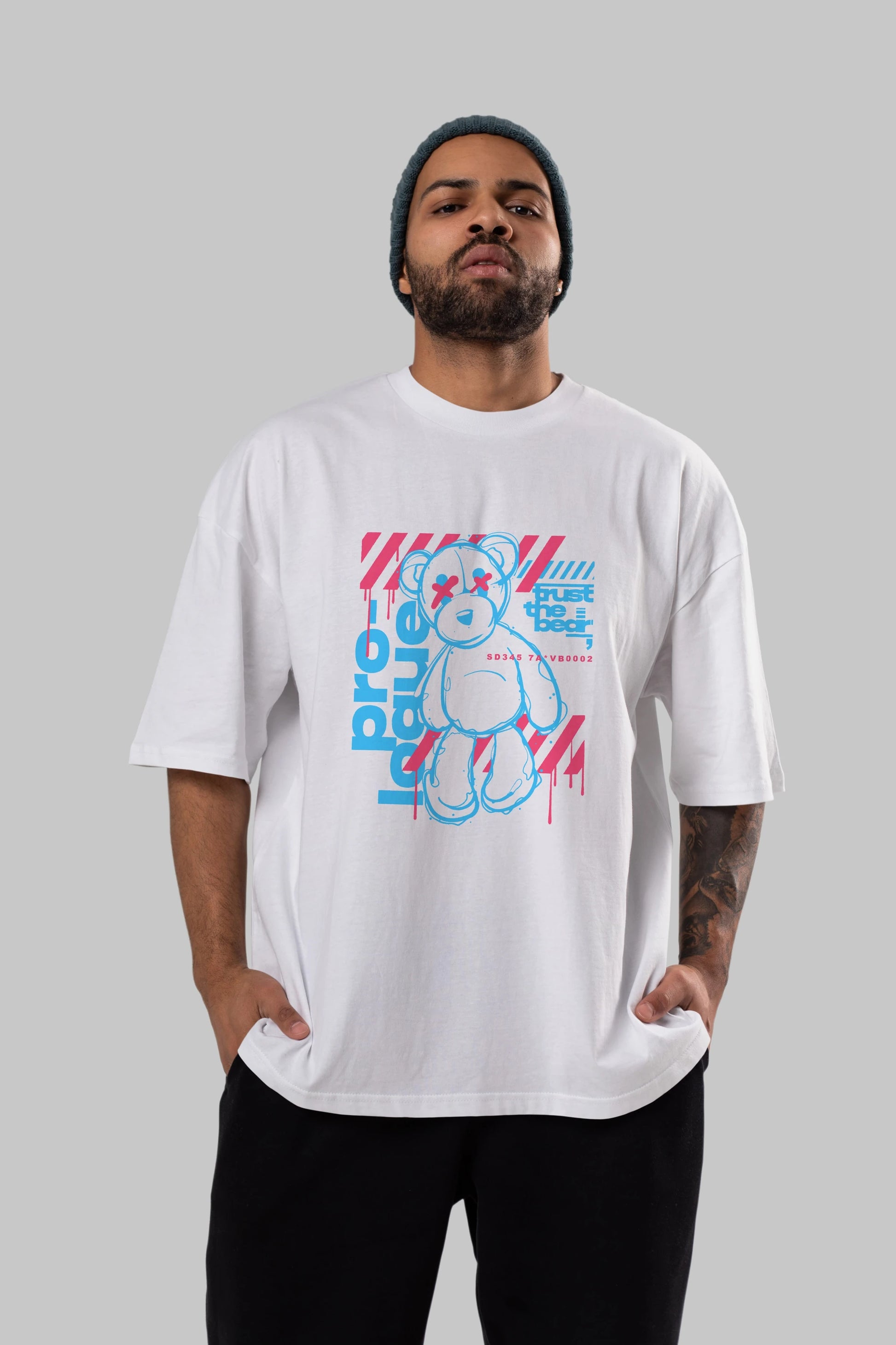 Trust The Bear Ön Baskılı Oversize t-shirt Erkek Kadın Unisex