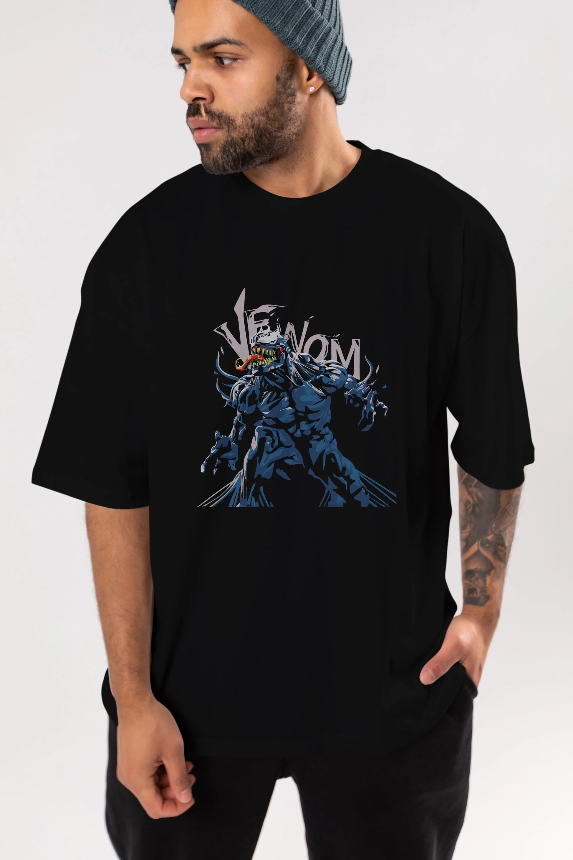 Venom (8) Ön Baskılı Oversize t-shirt Erkek Kadın Unisex %100 Pamuk Bisiklet Yaka tişort