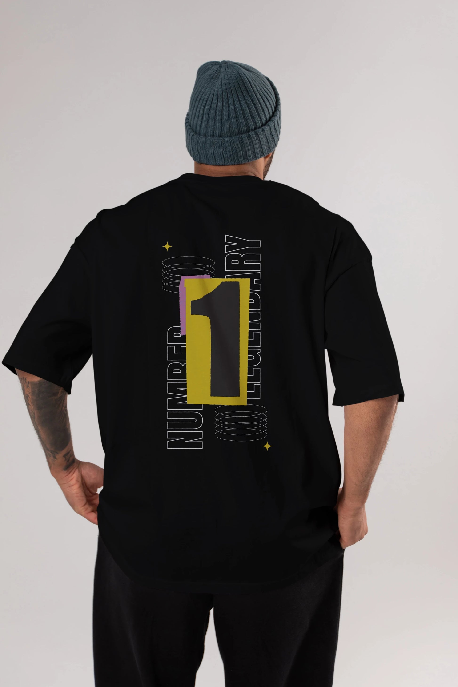 Number 1 Yazılı Arka Baskılı Oversize t-shirt Erkek Kadın Unisex