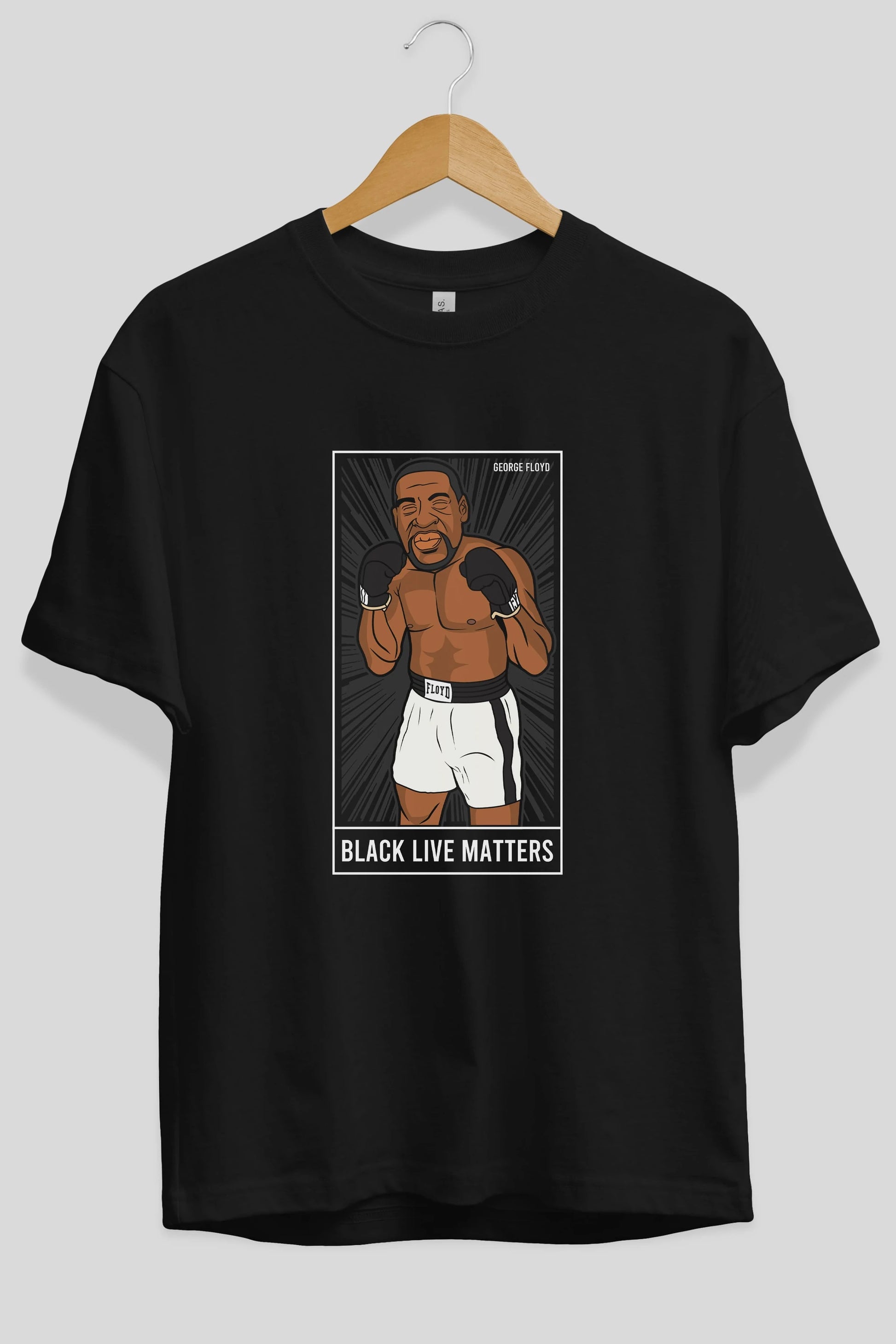 George Floyd Boxer Ön Baskılı Oversize t-shirt Erkek Kadın Unisex %100 Pamuk tişort