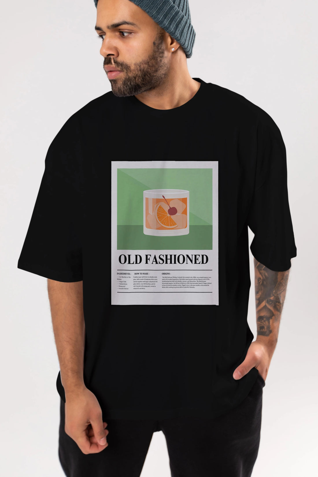 Old Fashioned Ön Baskılı Oversize t-shirt Erkek Kadın Unisex %100 Pamuk Bisiklet Yaka tişort