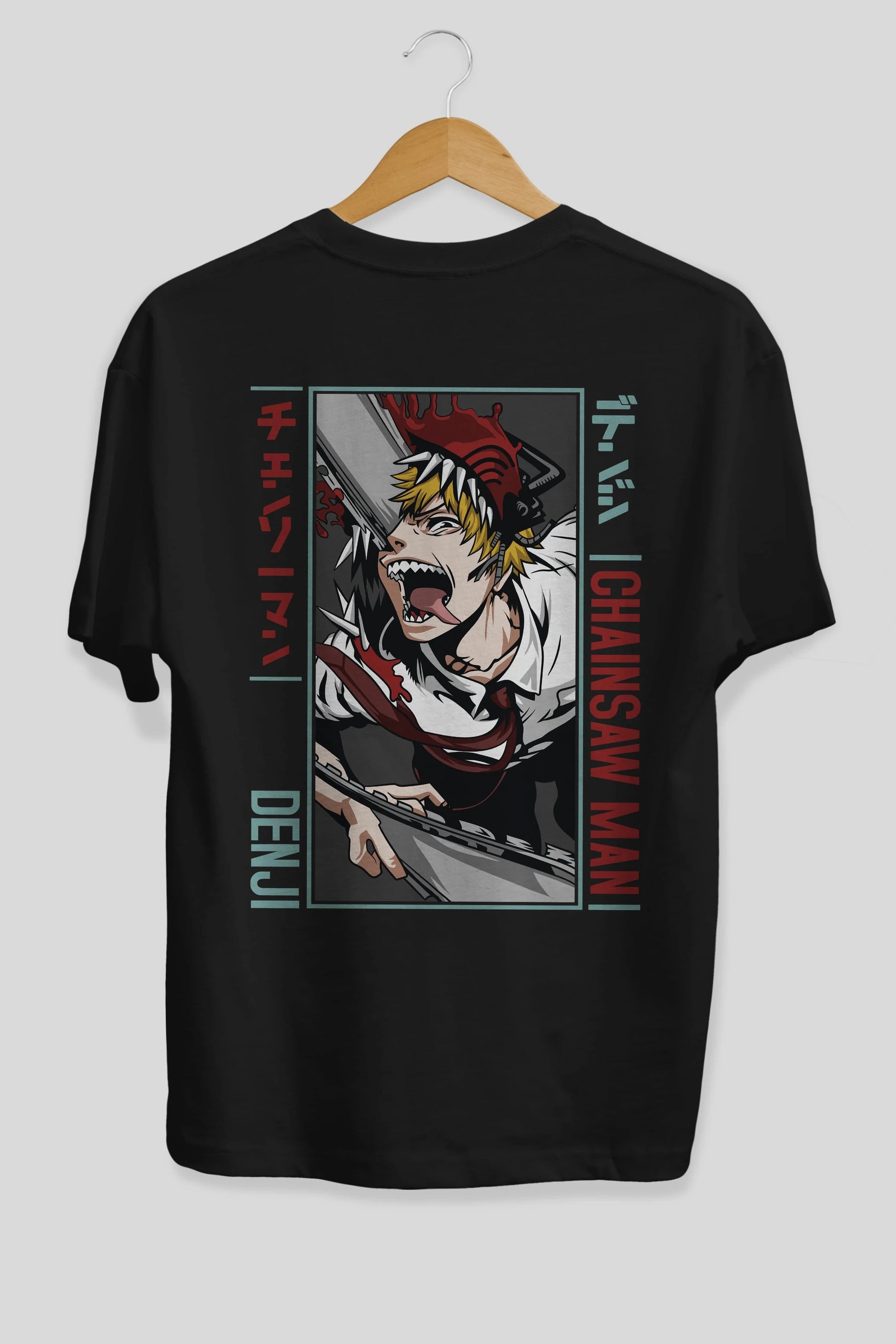 Denji Chainsaw Man Anime Arka Baskılı Oversize t-shirt Erkek Kadın Unisex