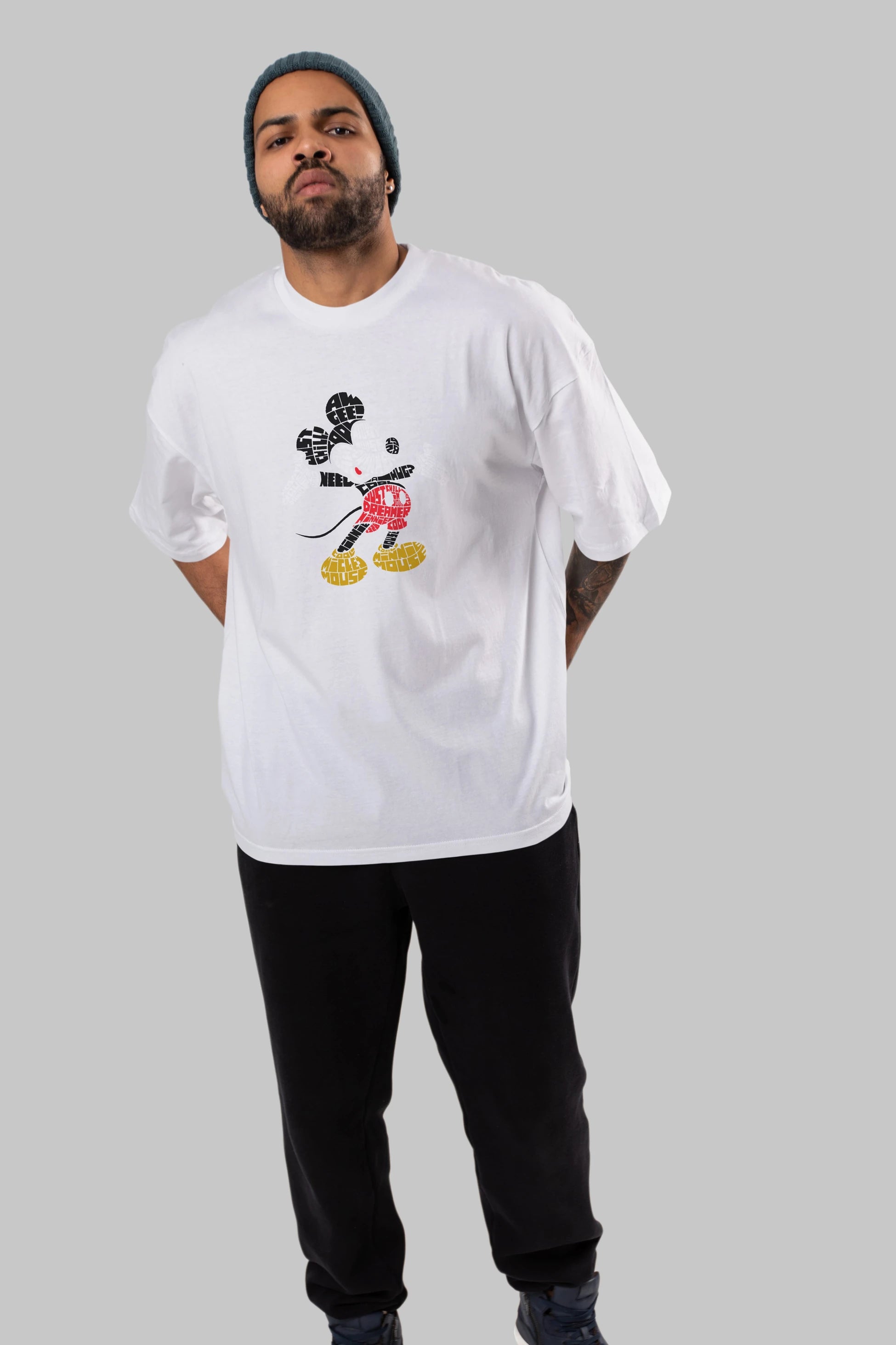 Mickey Ön Baskılı Oversize t-shirt %100 pamuk Erkek Kadın Unisex