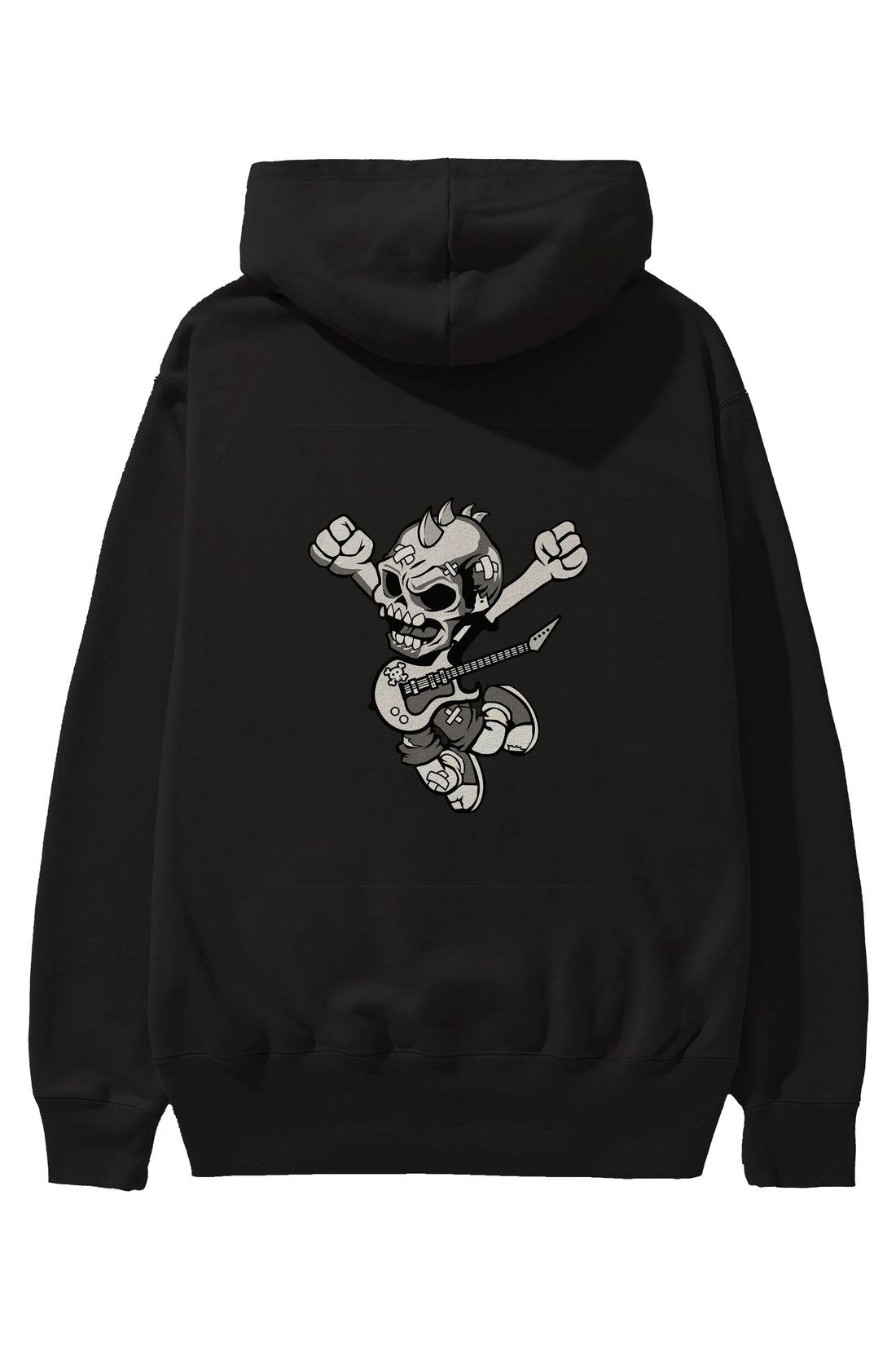 Punk Rocker Metal Guitar Arka Baskılı Hoodie Oversize Kapüşonlu Sweatshirt Erkek Kadın Unisex