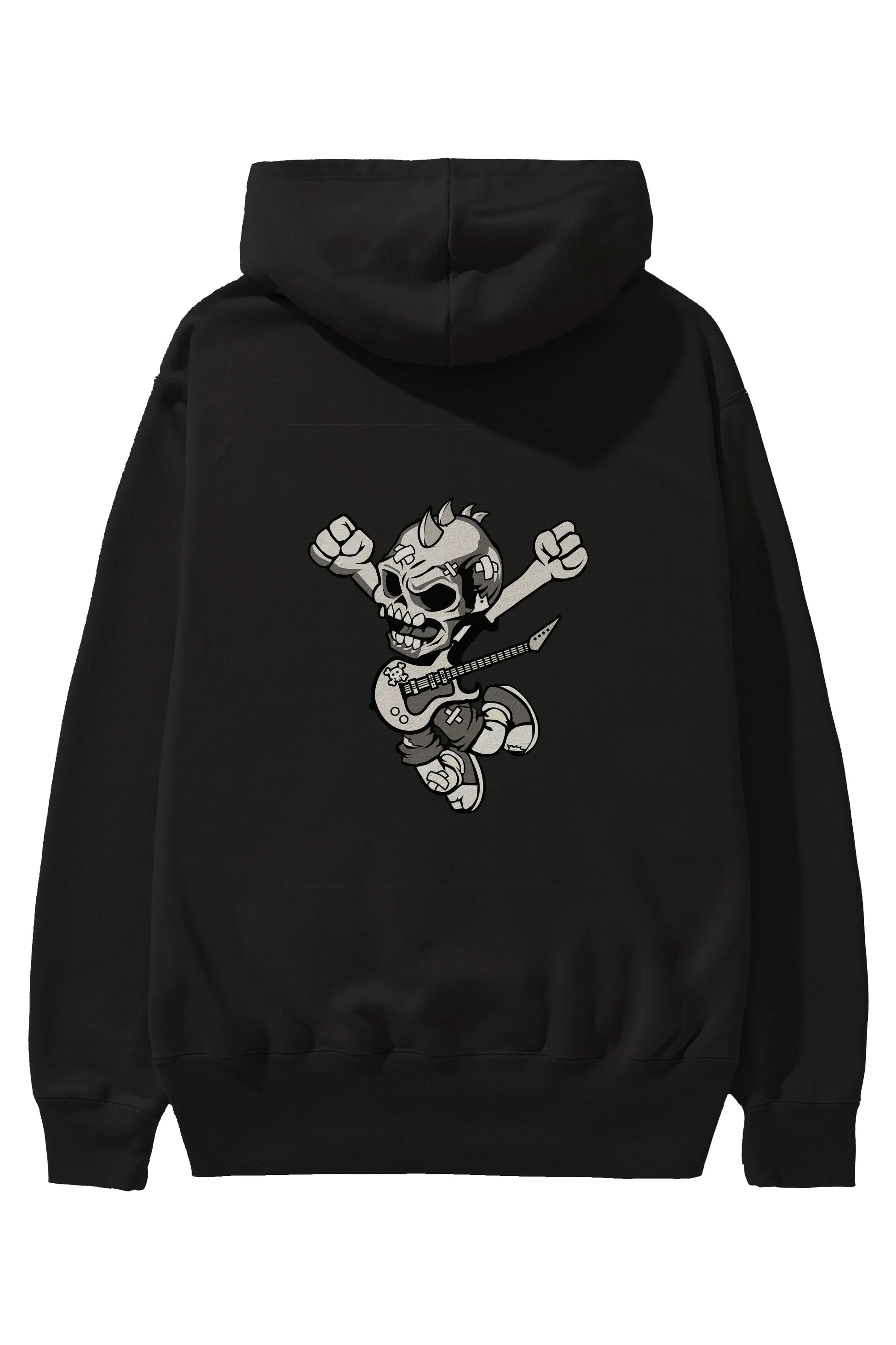 Punk Rocker Metal Guitar Arka Baskılı Hoodie Oversize Kapüşonlu Sweatshirt Erkek Kadın Unisex