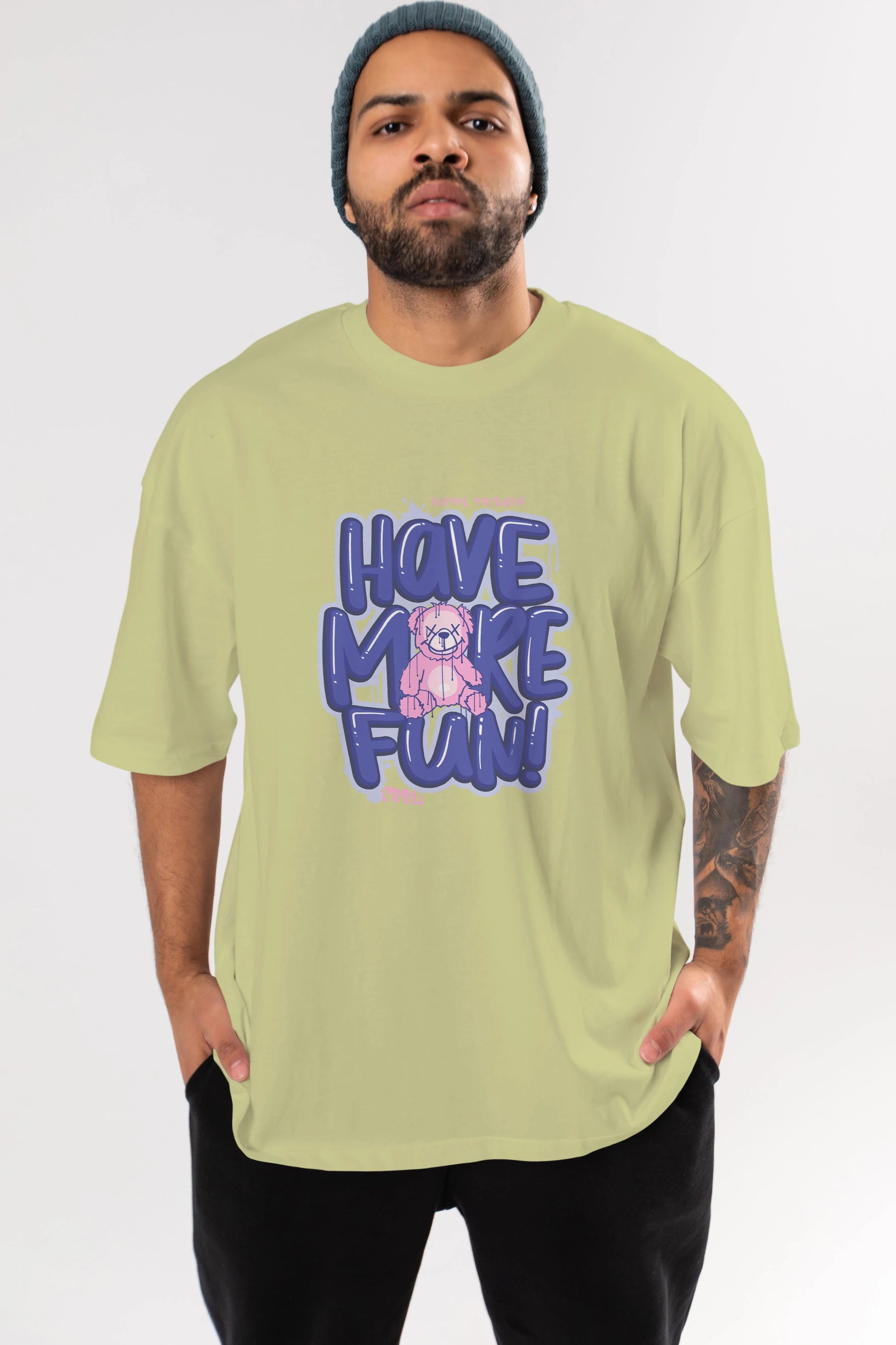 Have More Fun Bear Ön Baskılı Oversize t-shirt Erkek Kadın Unisex