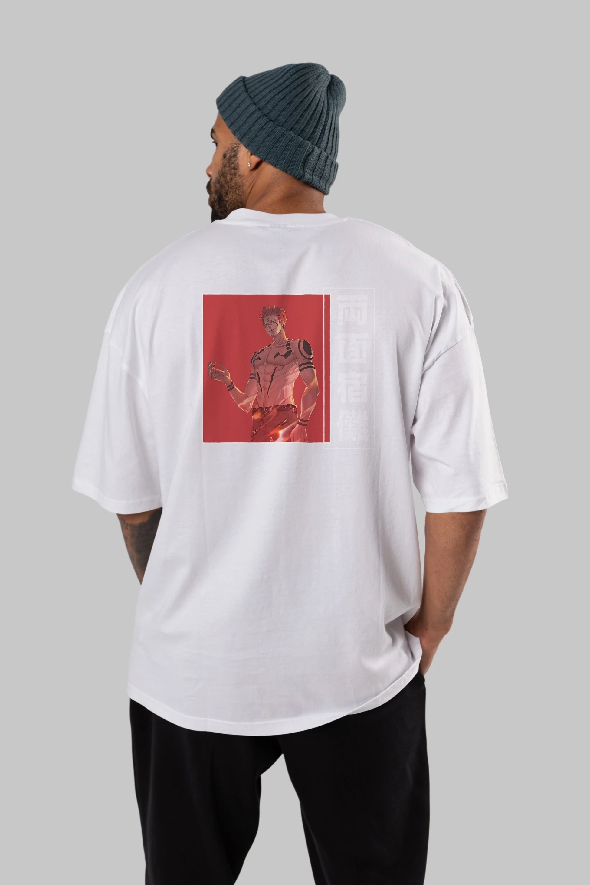 Sukuna Ryoumen 3 Anime Arka Baskılı Oversize t-shirt Erkek Kadın Unisex