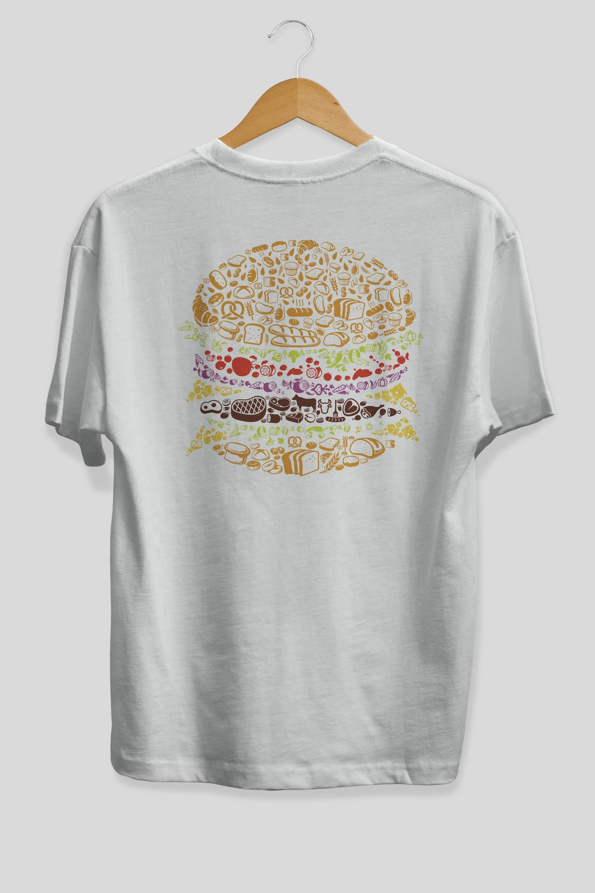 Burger Arka Baskılı Oversize t-shirt %100 pamuk Erkek Kadın Unisex
