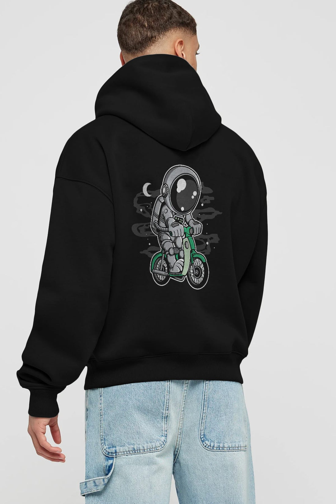 Astronaut Classic Motorbike Arka Baskılı Hoodie Oversize Kapüşonlu Sweatshirt Erkek Kadın Unisex