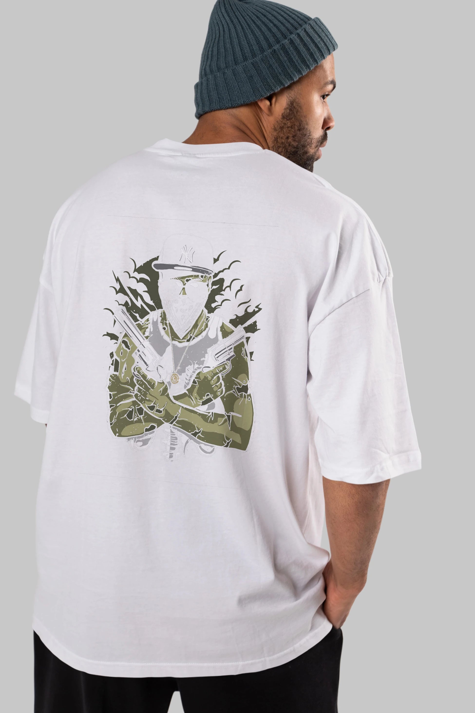 Gangsta Zombie Arka Baskılı Oversize t-shirt Erkek Kadın Unisex %100 Pamuk
