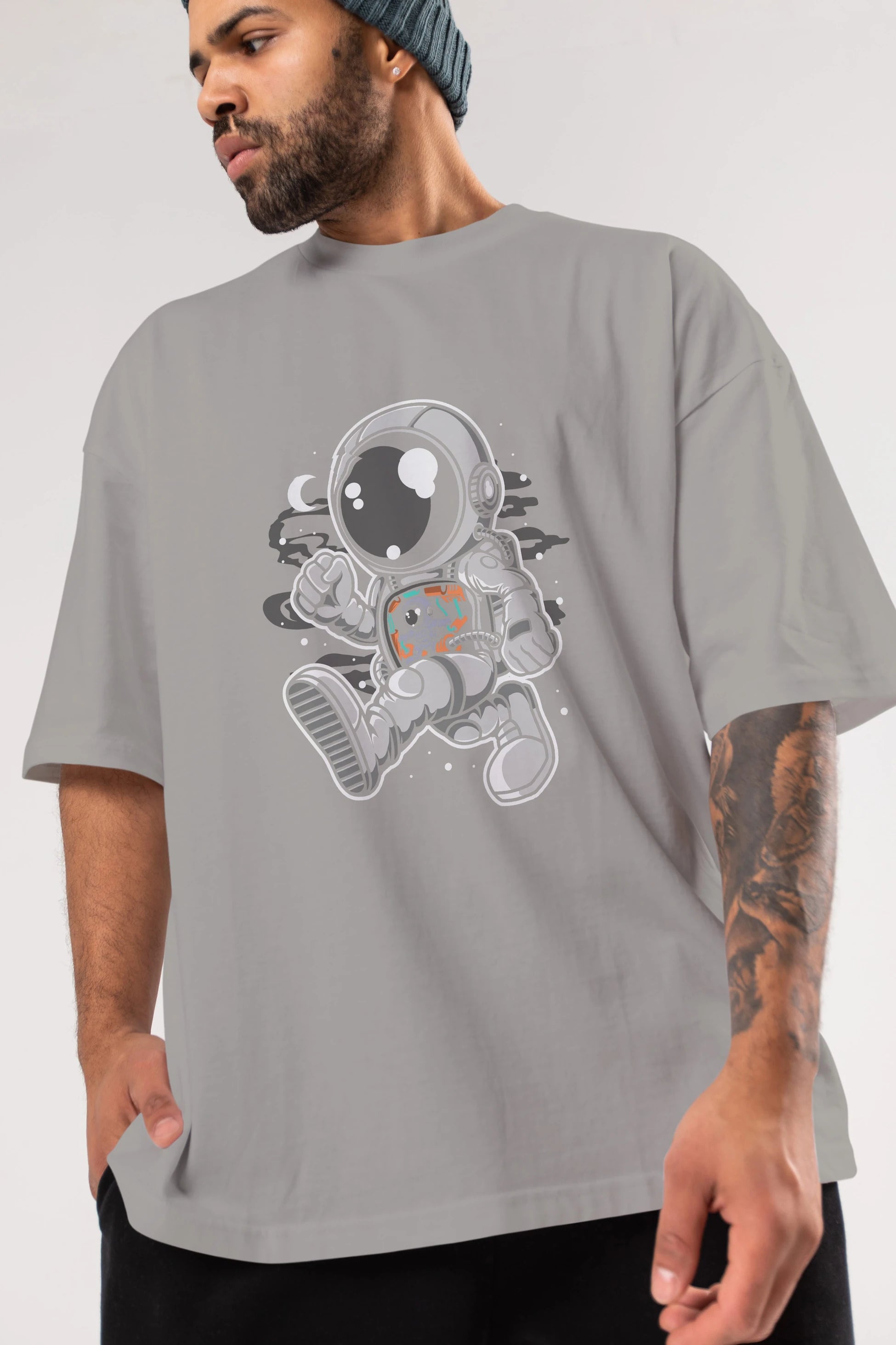 Astronaut Robotic Machine Ön Baskılı Oversize t-shirt Erkek Kadın Unisex