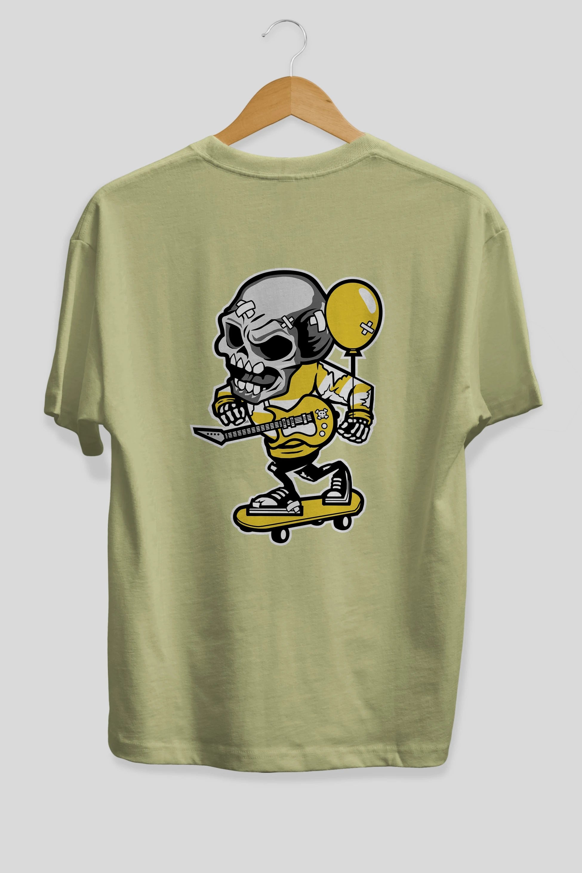 Skull Skater Arka Baskılı Oversize t-shirt Erkek Kadın Unisex %100 Pamuk tişort