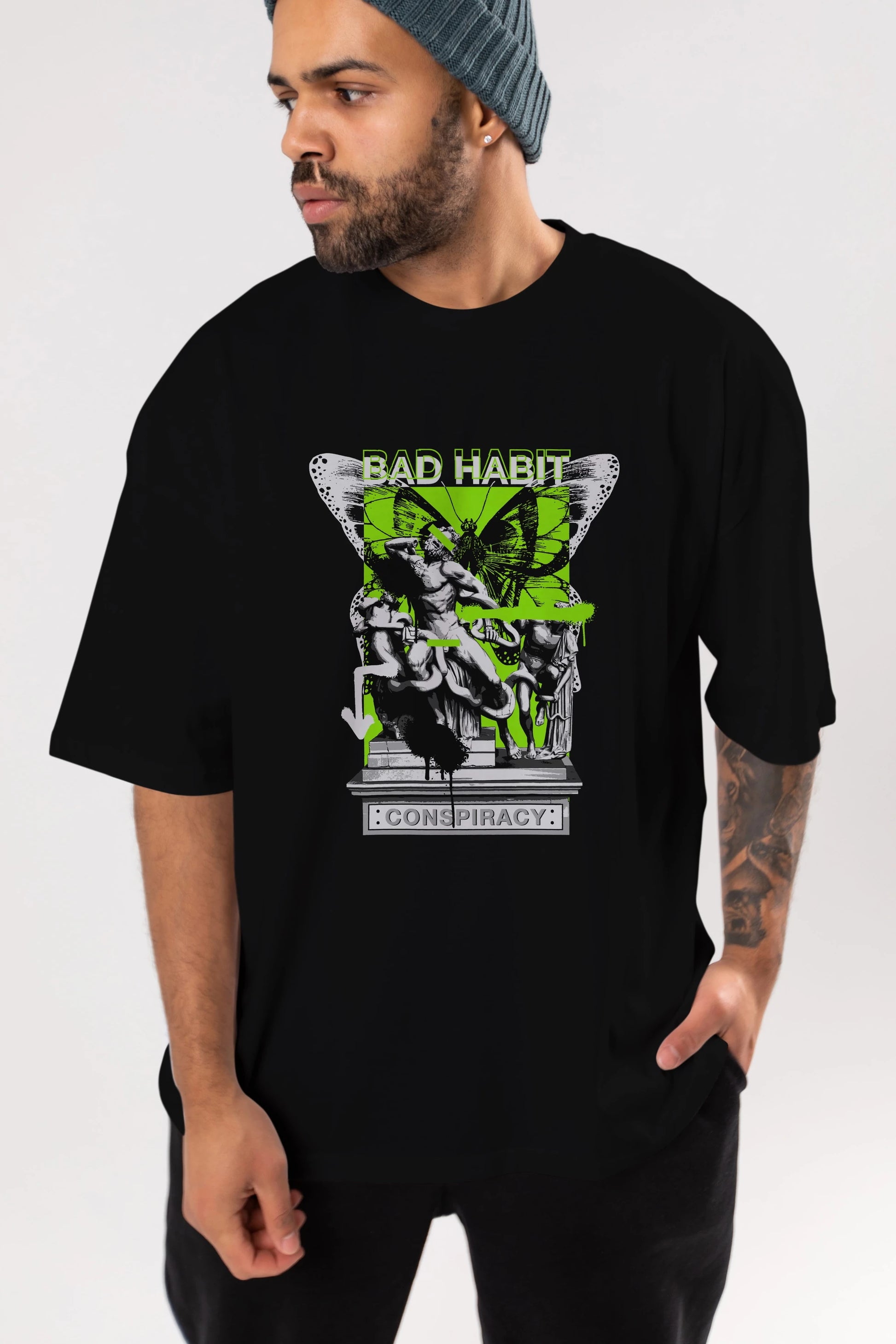 Bad Habit Ön Baskılı Oversize t-shirt Erkek Kadın Unisex