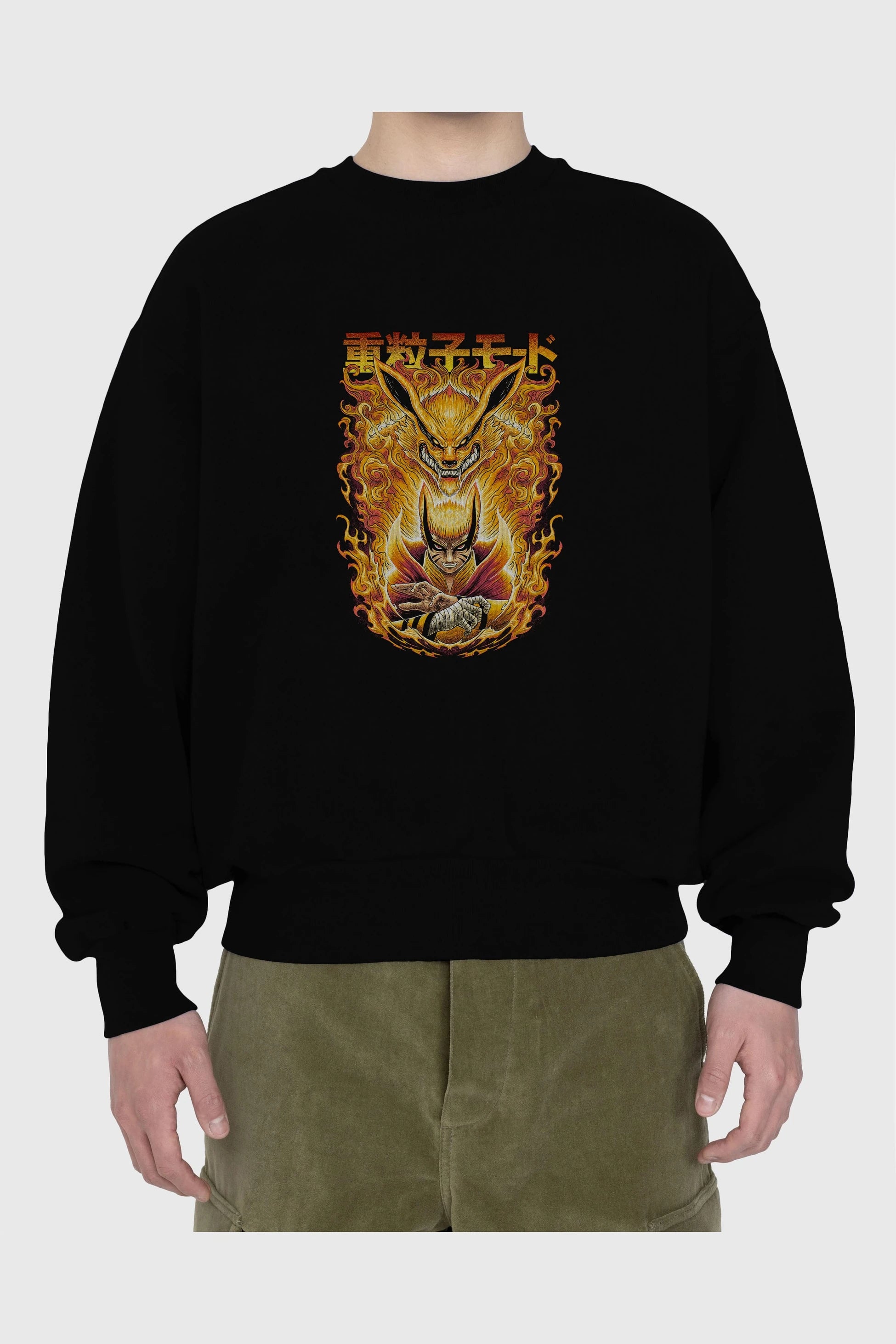 NARUTO KYUUBI 1 Anime Ön Baskılı Oversize Sweatshirt Erkek Kadın Unisex