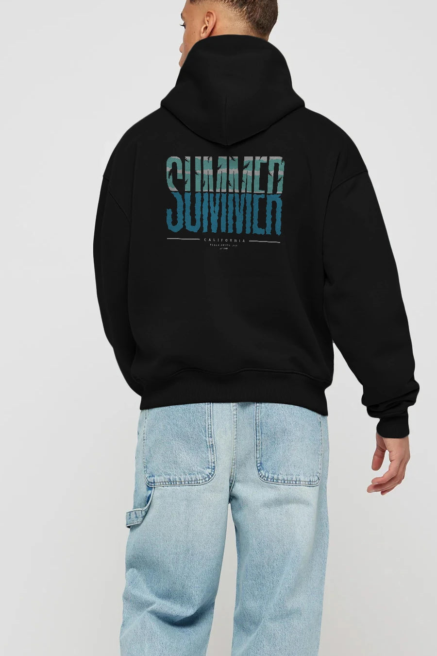 Summer California Arka Baskılı Hoodie Oversize Kapüşonlu Sweatshirt Erkek Kadın Unisex