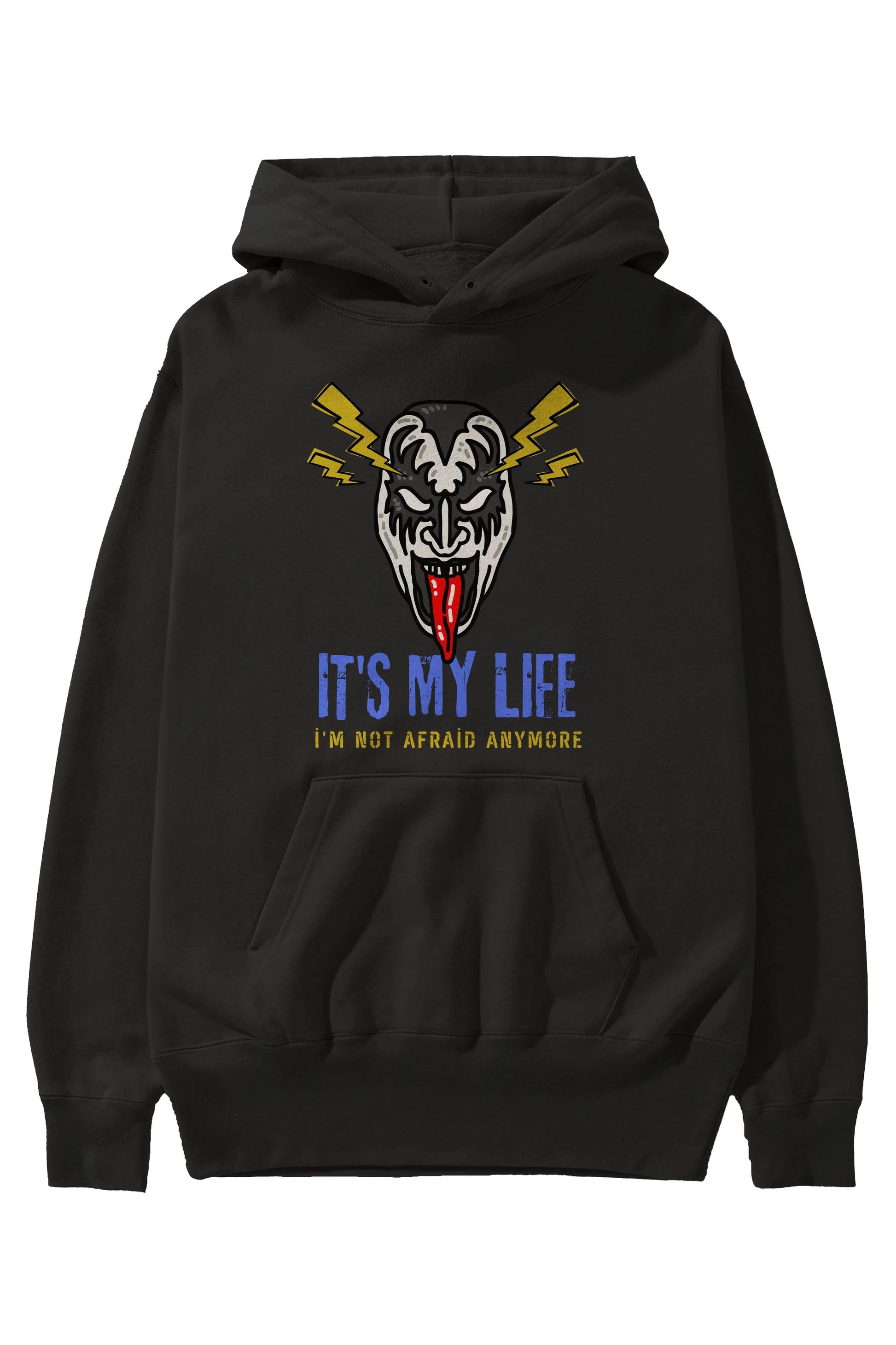 Its My Life Yazılı Ön Baskılı Oversize Hoodie Kapüşonlu Sweatshirt Erkek Kadın Unisex