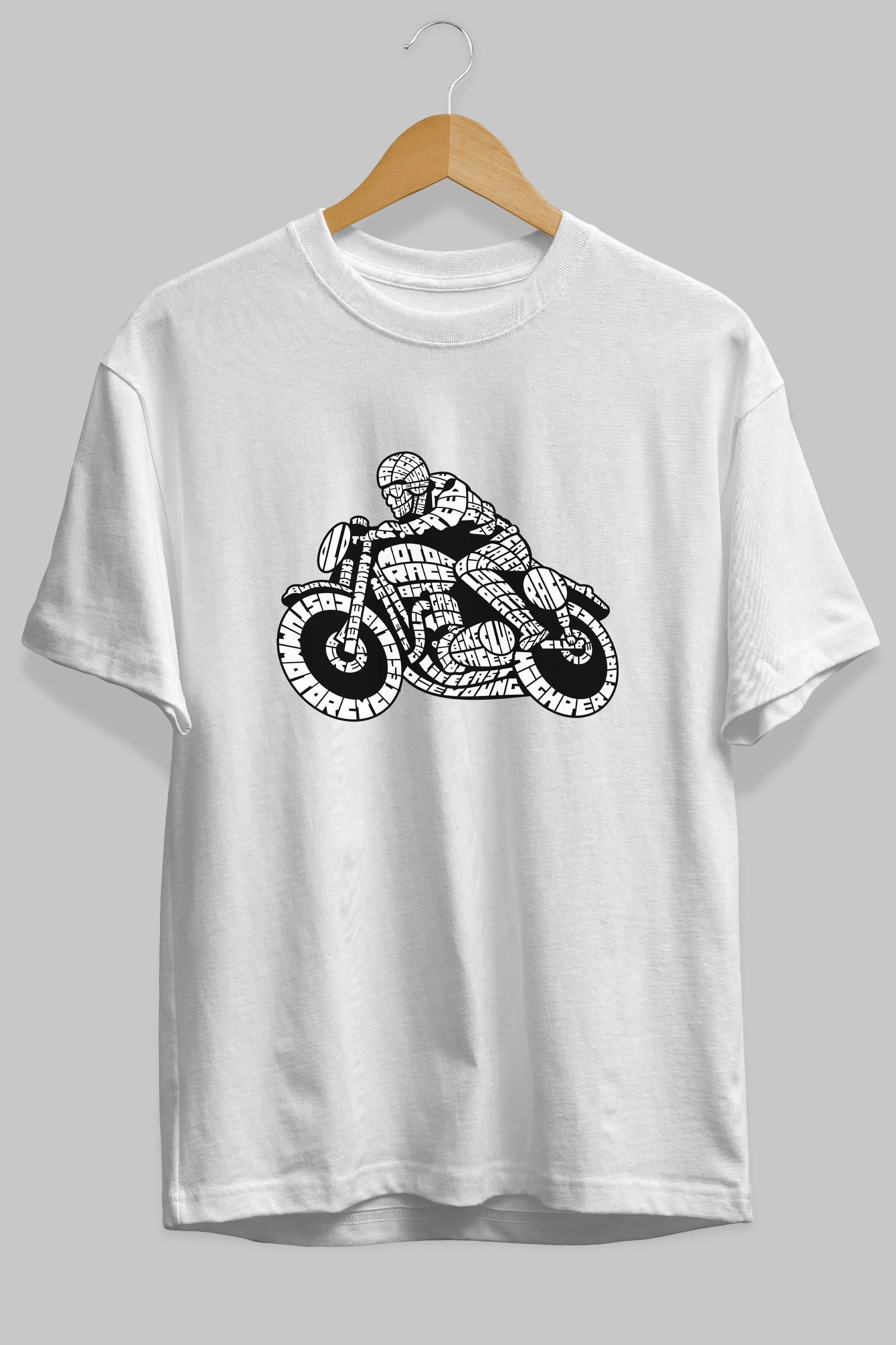 Caferacer Ön Baskılı Oversize t-shirt %100 pamuk Erkek Kadın Unisex