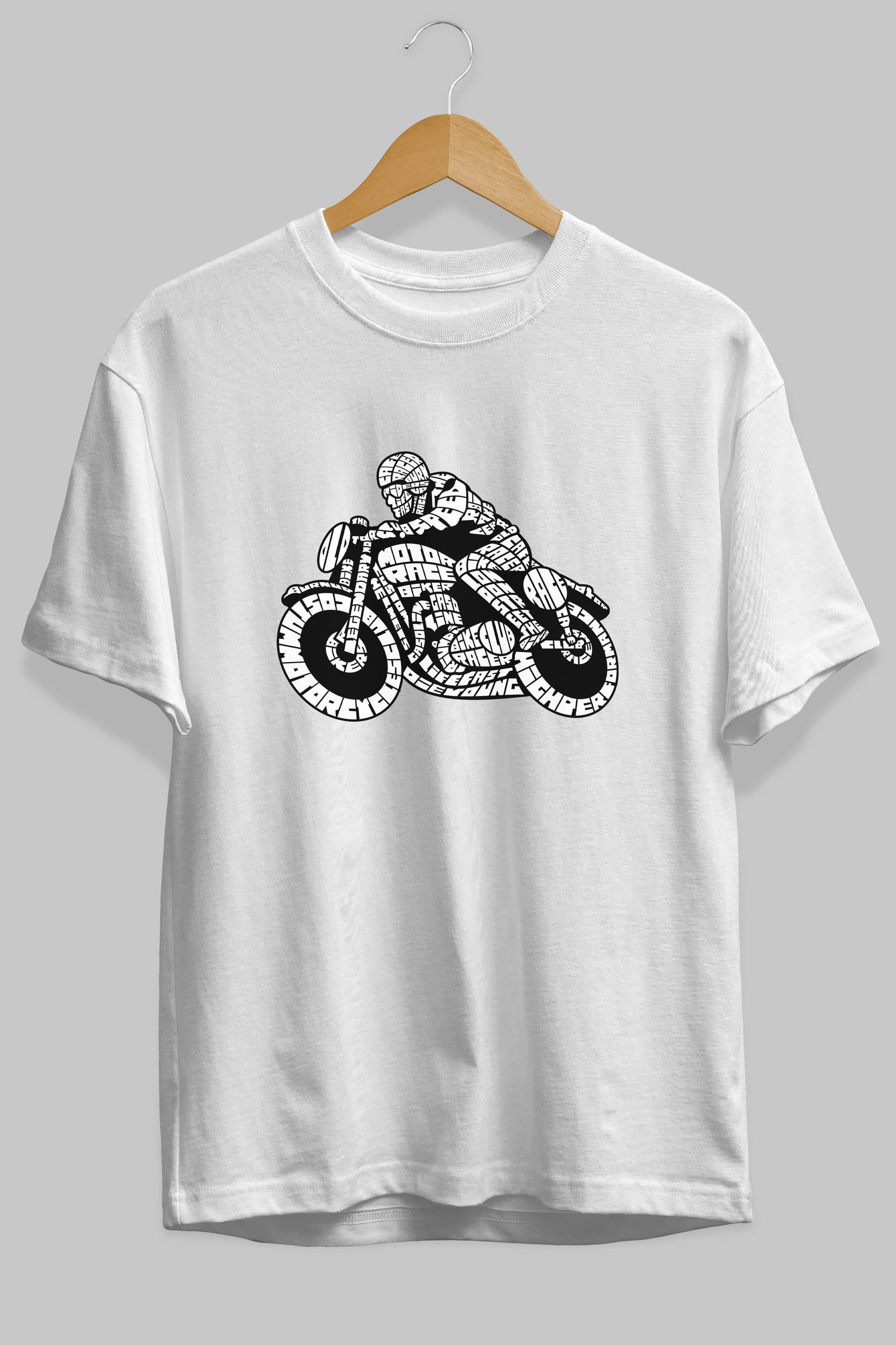 Caferacer Ön Baskılı Oversize t-shirt %100 pamuk Erkek Kadın Unisex