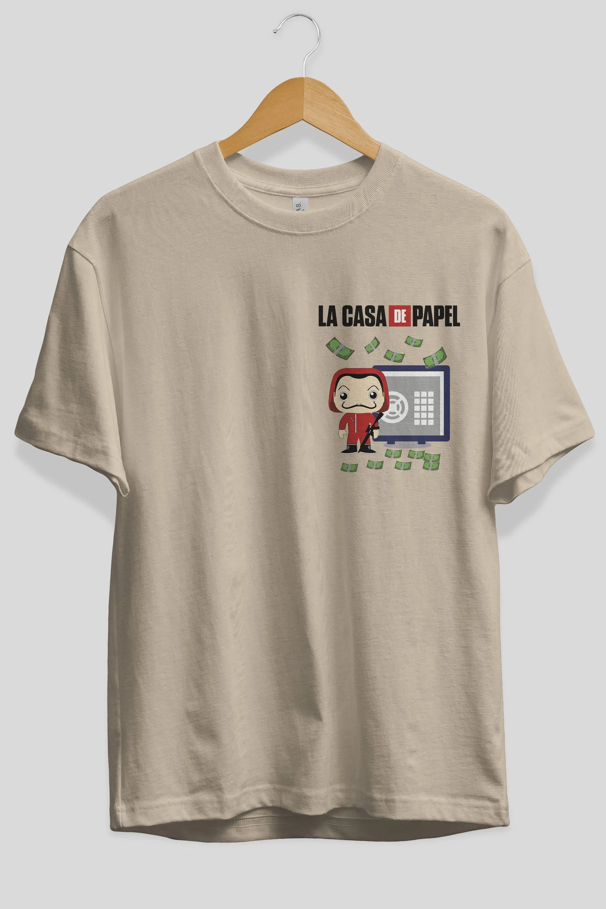 La Casa De Papel (4) Ön Sol Baskılı Oversize t-shirt Erkek Kadın Unisex %100 Pamuk Bisiklet Yaka tişort