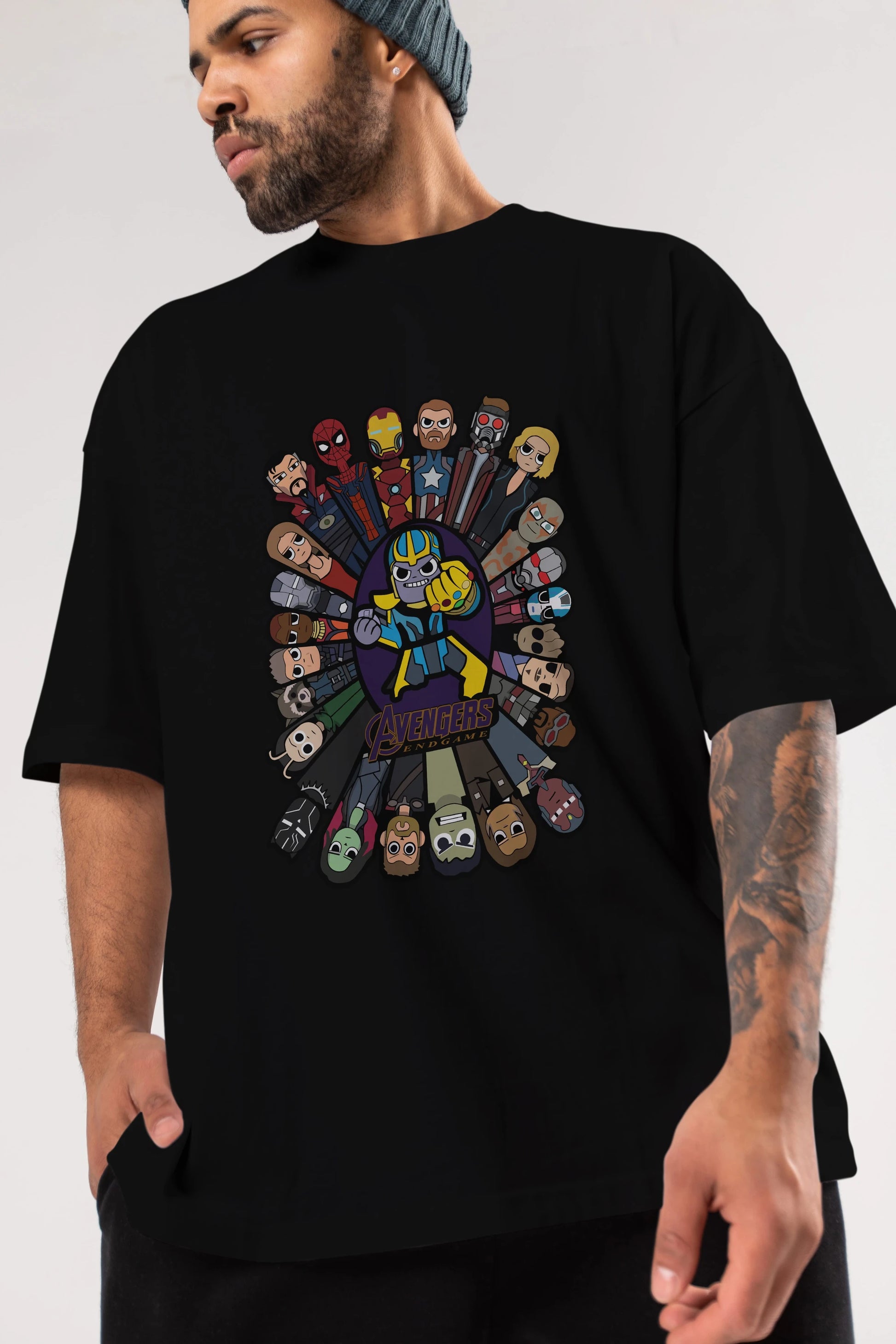 The Avengers (2) Ön Baskılı Oversize t-shirt Erkek Kadın Unisex %100 Pamuk Bisiklet Yaka tişort