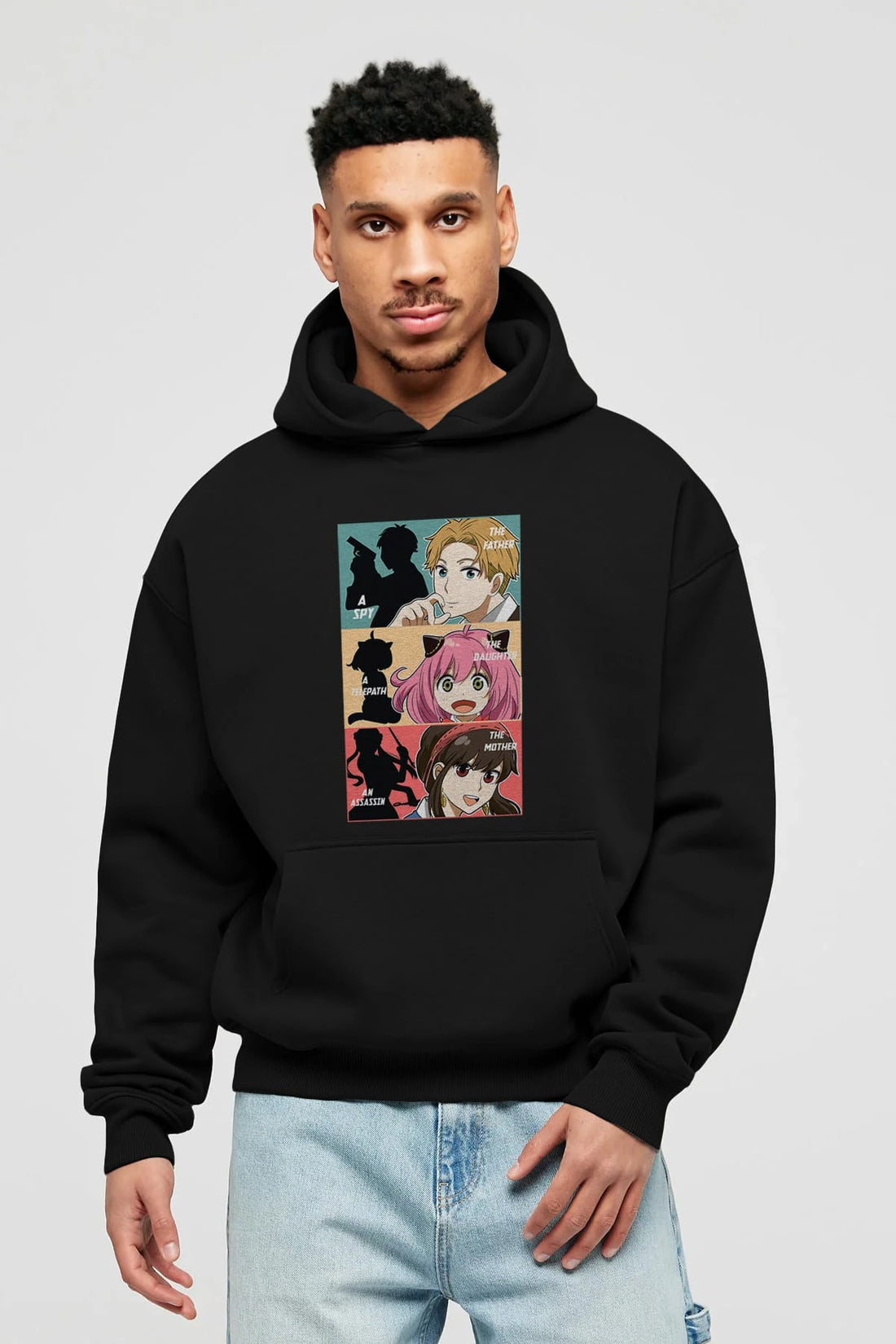 SPY X FAMILY Anime Ön Baskılı Hoodie Oversize Kapüşonlu Sweatshirt Erkek Kadın Unisex