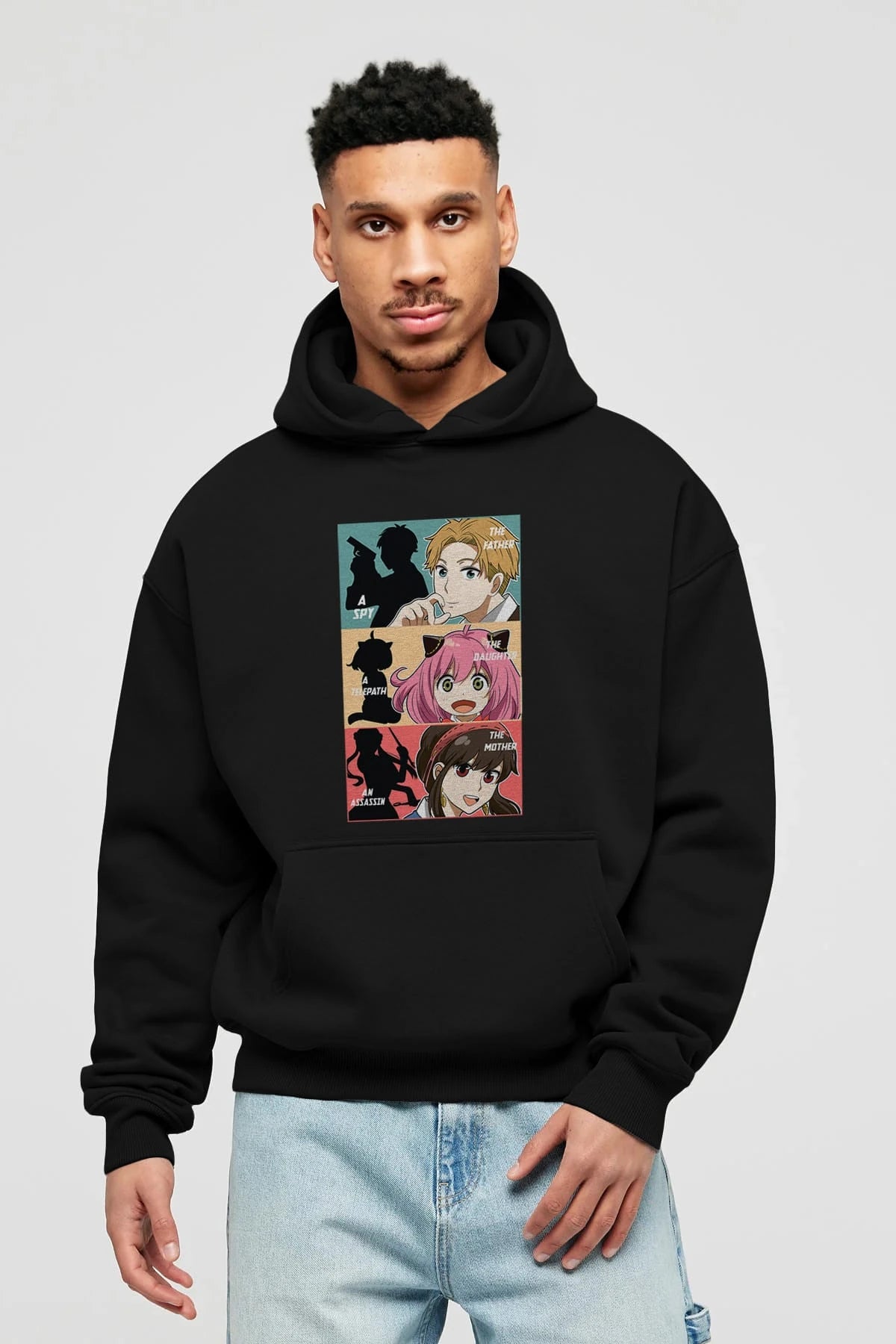 SPY X FAMILY Anime Ön Baskılı Hoodie Oversize Kapüşonlu Sweatshirt Erkek Kadın Unisex