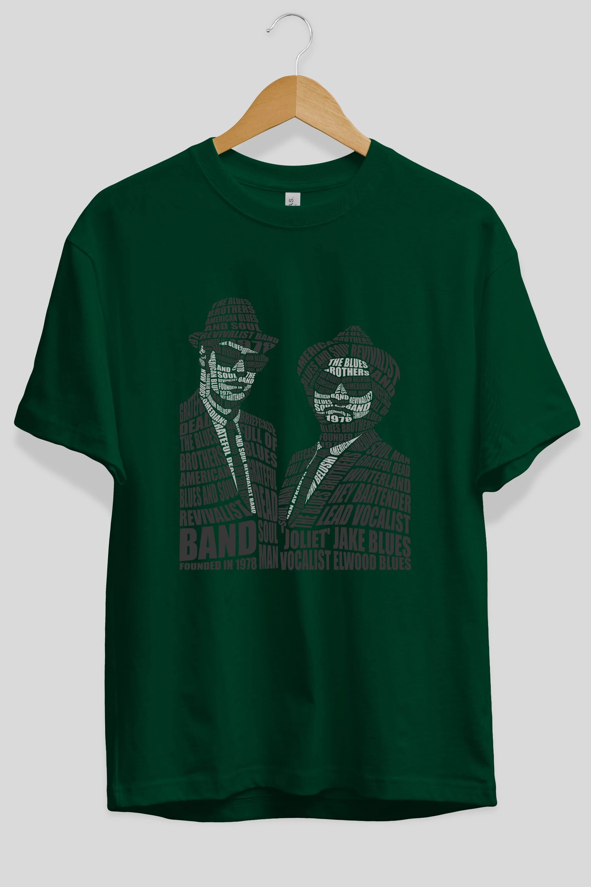 Blues Brothers Calligram Ön Baskılı Oversize t-shirt %100 pamuk Erkek Kadın Unisex