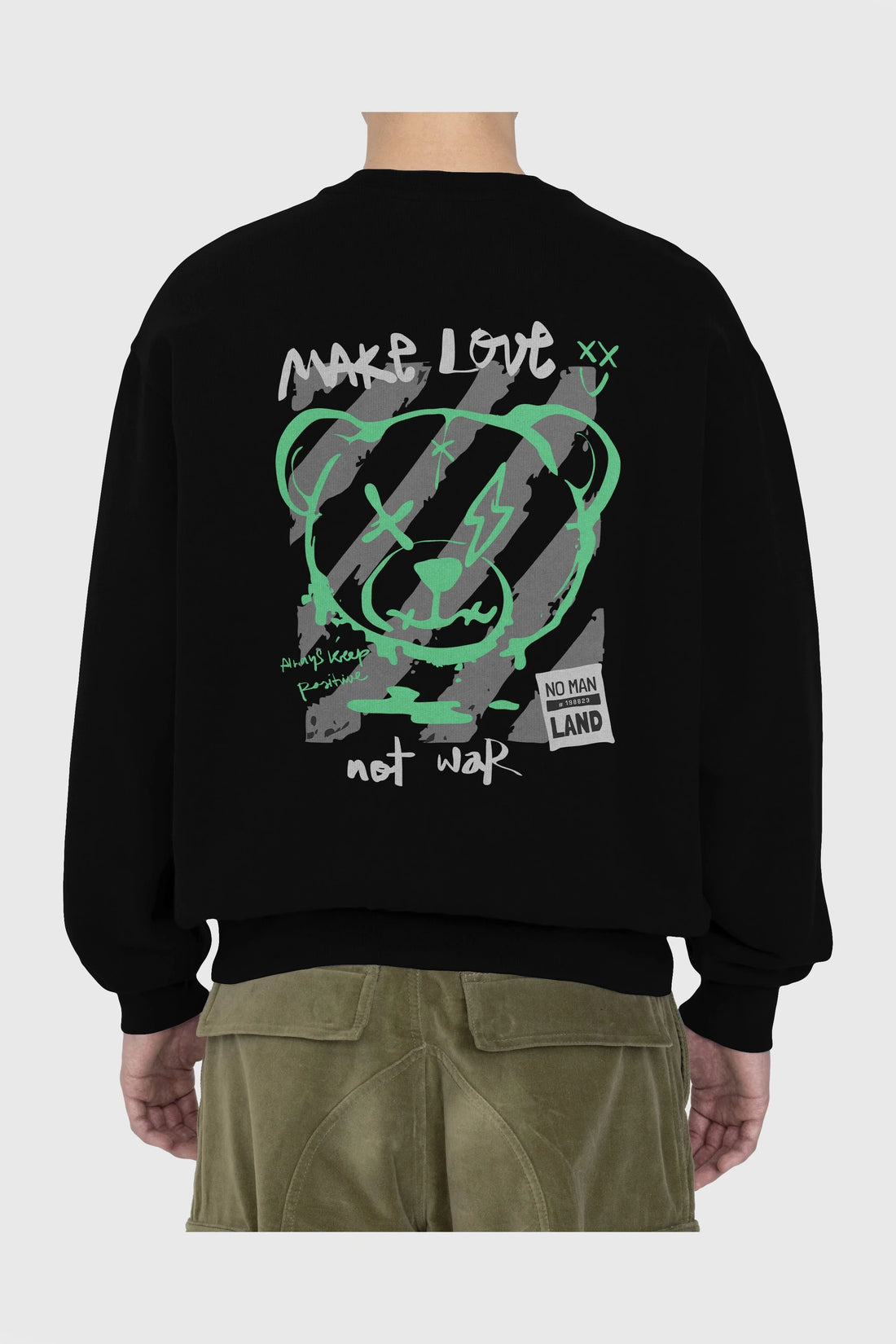 Make Love Bear Arka Baskılı Oversize Sweatshirt Erkek Kadın Unisex