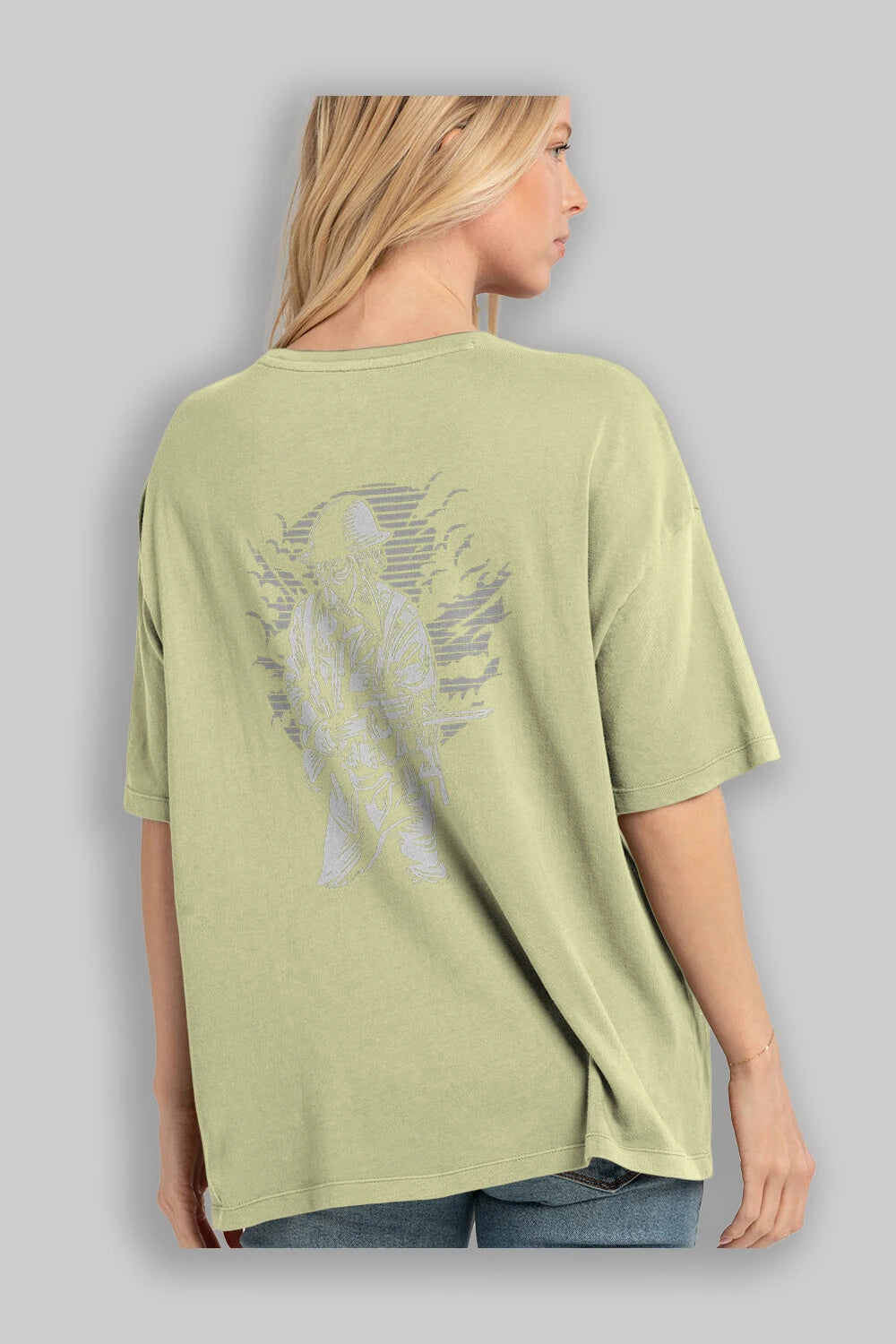 Steampunk Style Soldier Arka Baskılı Oversize t-shirt Erkek Kadın Unisex %100 Pamuk
