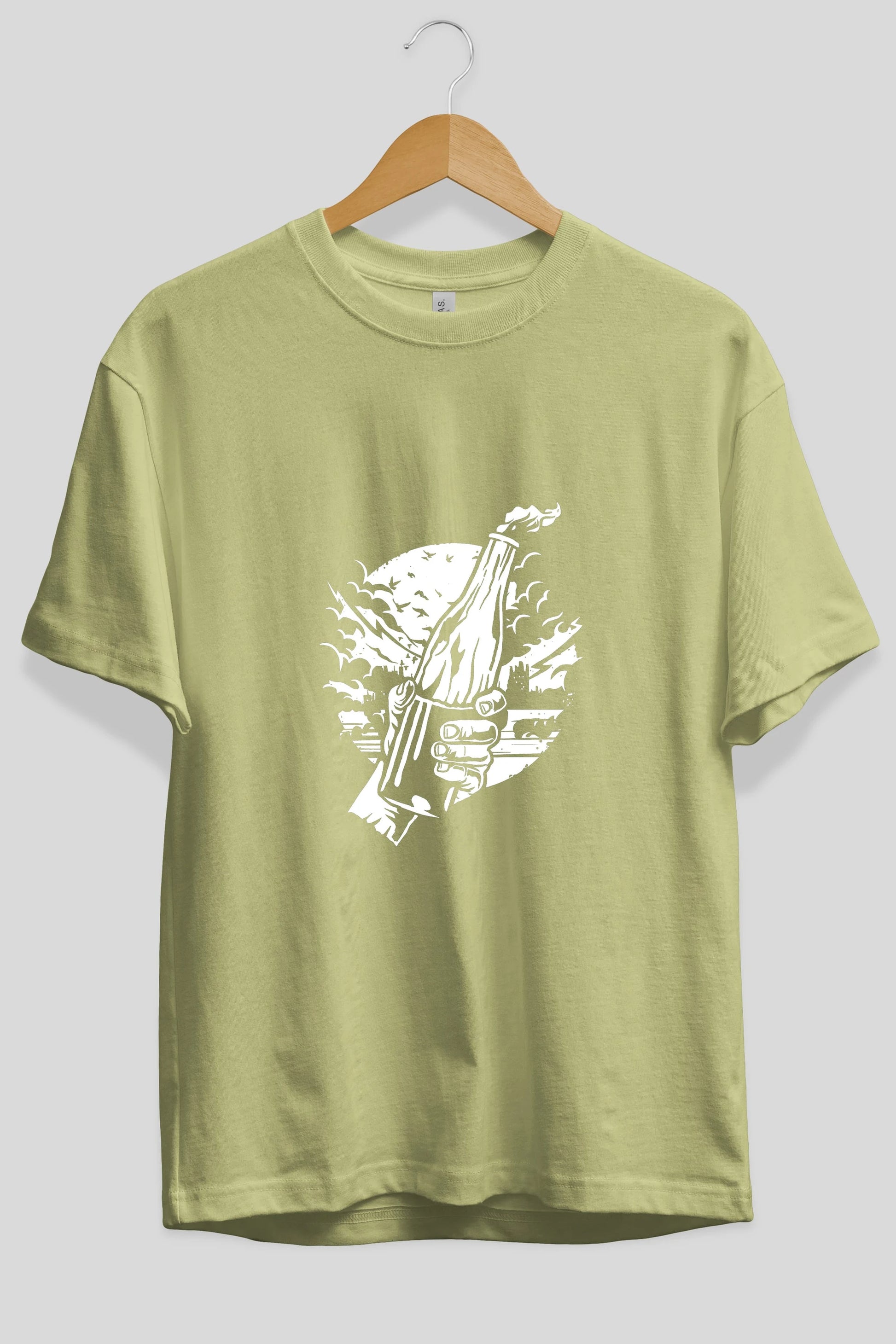 Molotov Cocktail Ön Baskılı Oversize t-shirt Erkek Kadın Unisex %100 Pamuk tişort