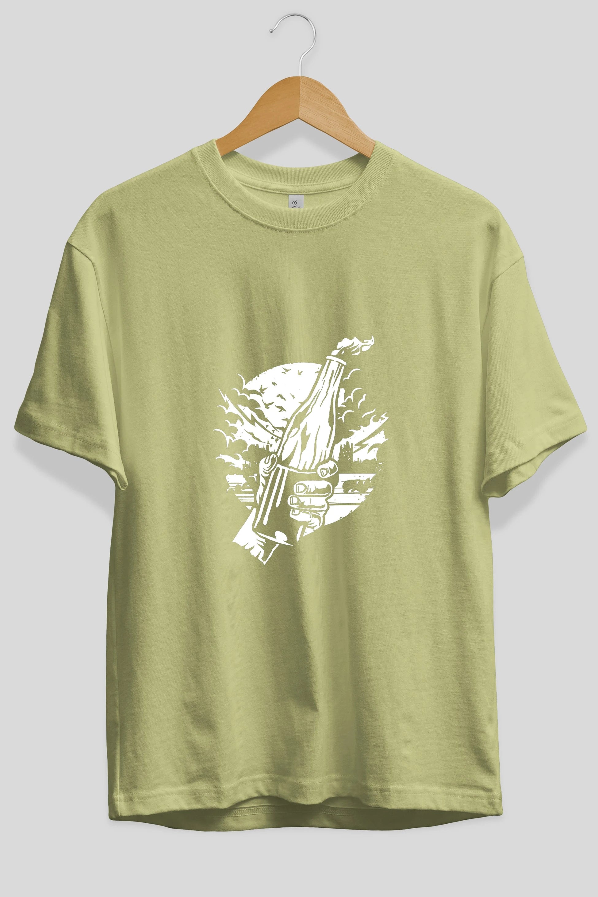 Molotov Cocktail Ön Baskılı Oversize t-shirt Erkek Kadın Unisex %100 Pamuk tişort
