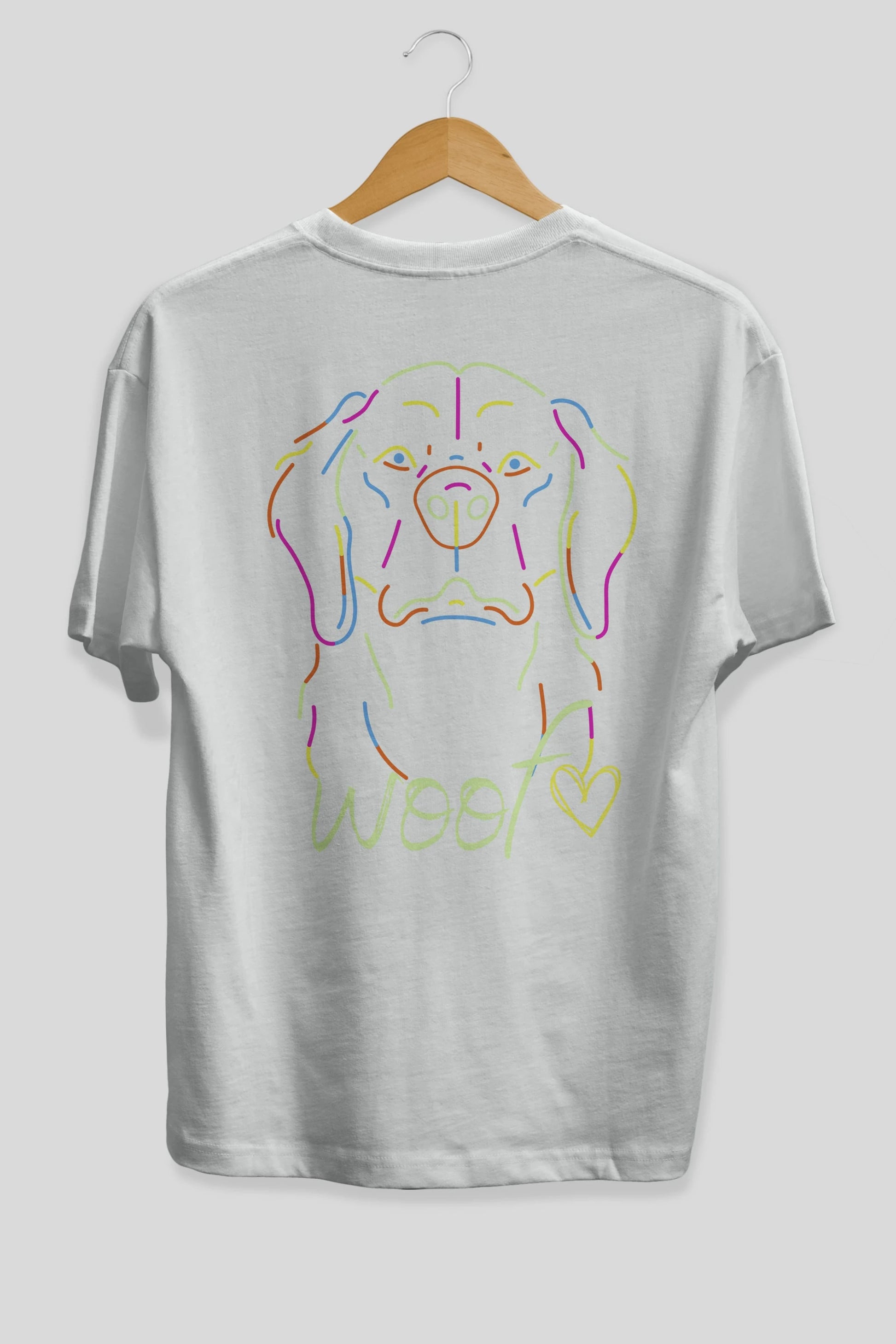 Neon Dog Arka Baskılı Oversize t-shirt Erkek Kadın Unisex