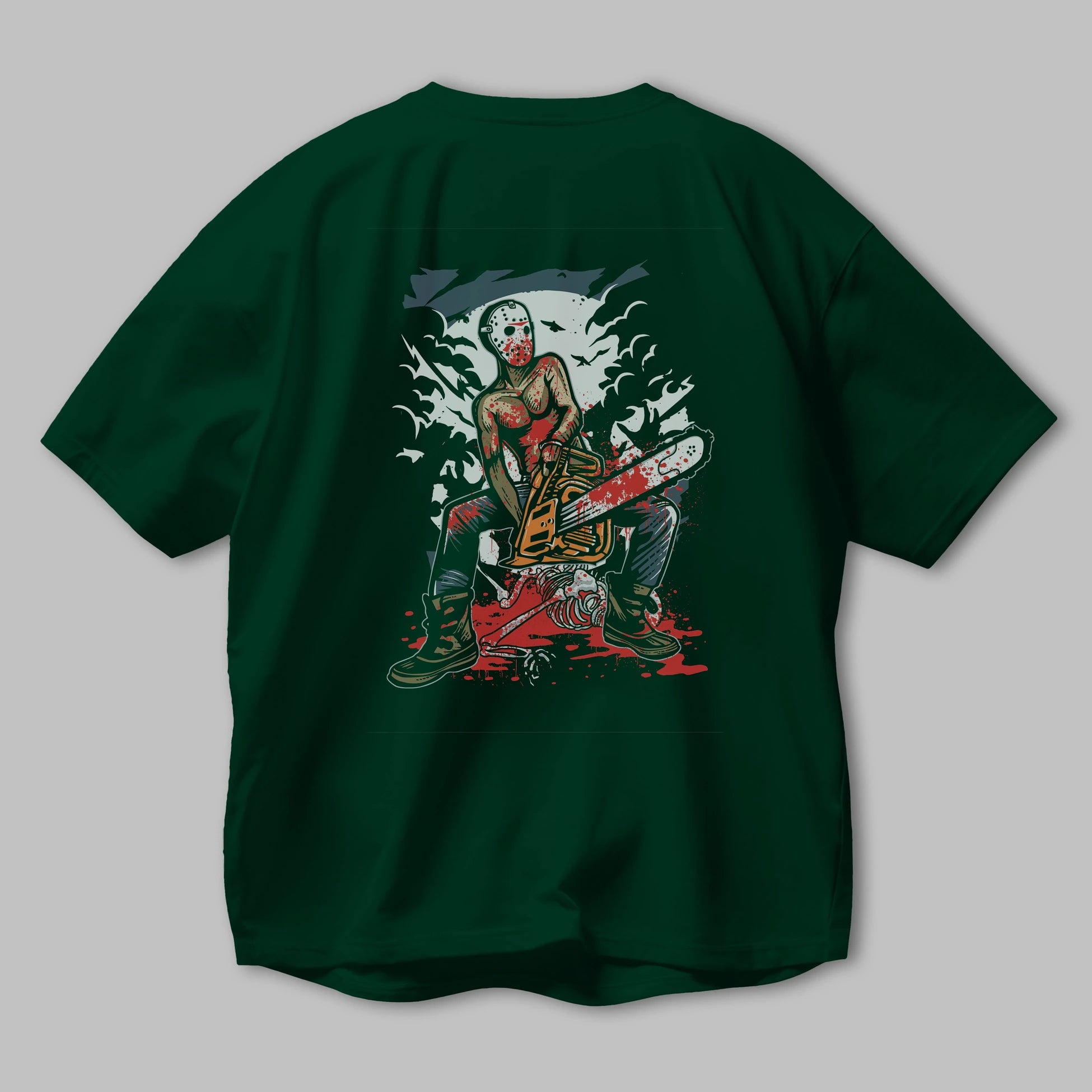 Chainsaw Killer Arka Baskılı Oversize t-shirt Erkek Kadın Unisex %100 Pamuk