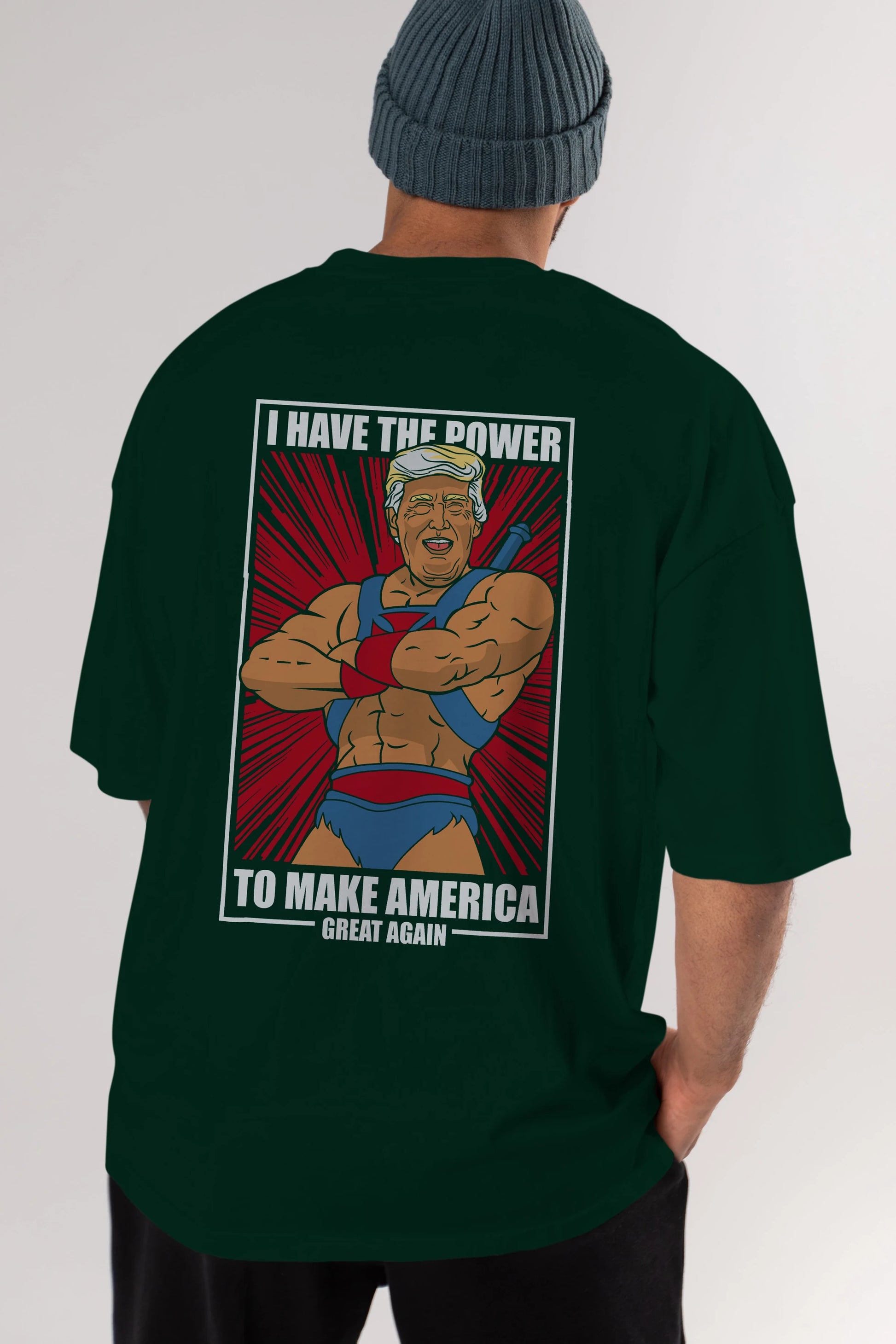 Trump Heman Arka Baskılı Oversize t-shirt Erkek Kadın Unisex %100 Pamuk tişort