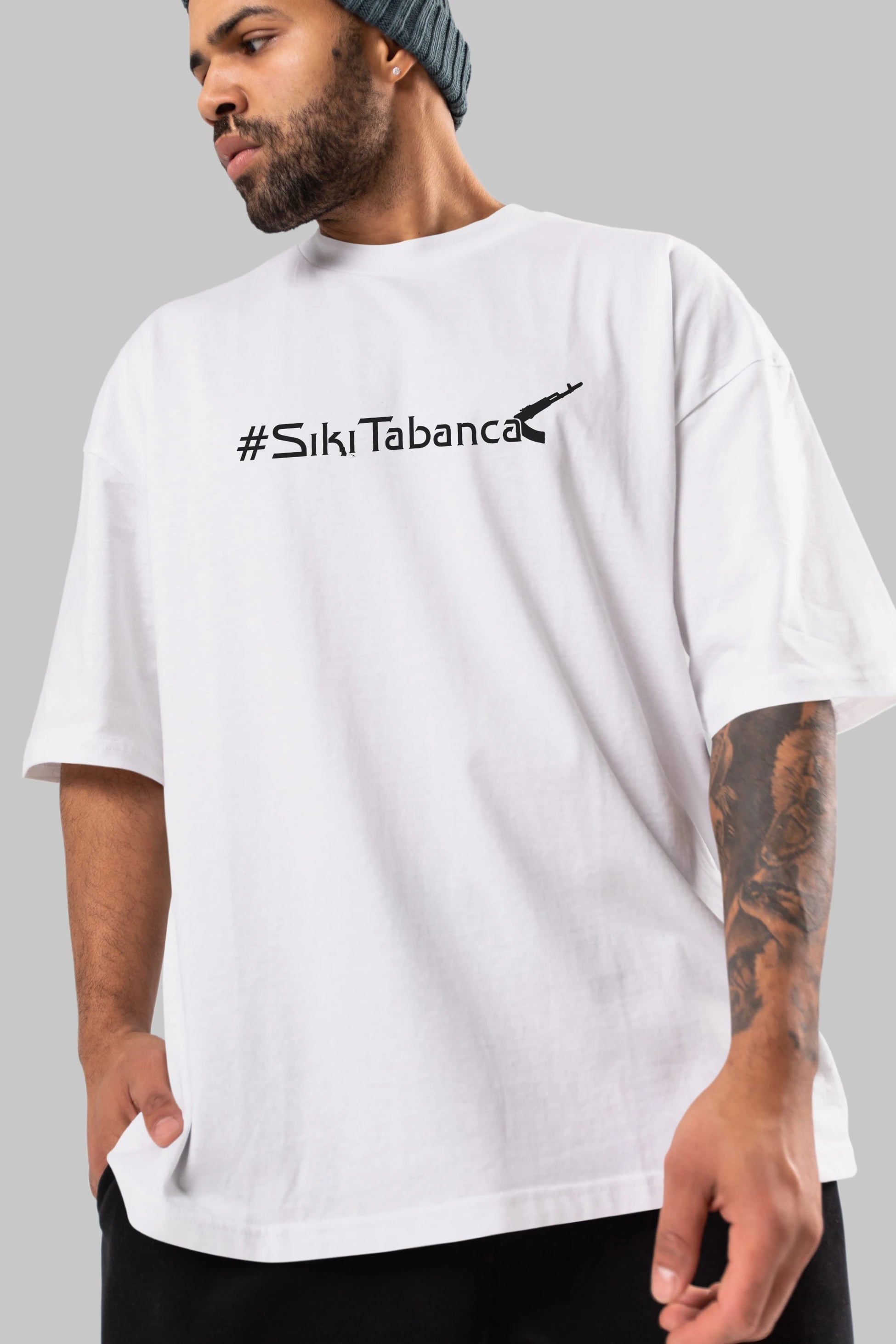 Sıkı Tabanca Ön Baskılı Oversize t-shirt %100 pamuk Erkek Kadın Unisex