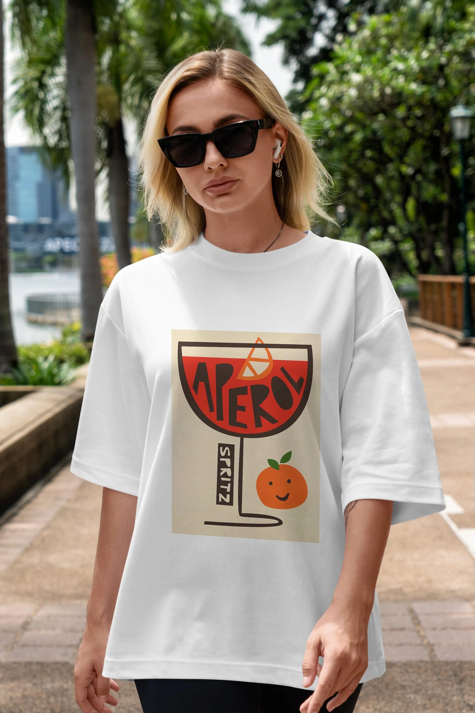 Aperol Spritz 9 Ön Baskılı Oversize t-shirt Erkek Kadın Unisex %100 Pamuk Bisiklet Yaka tişort