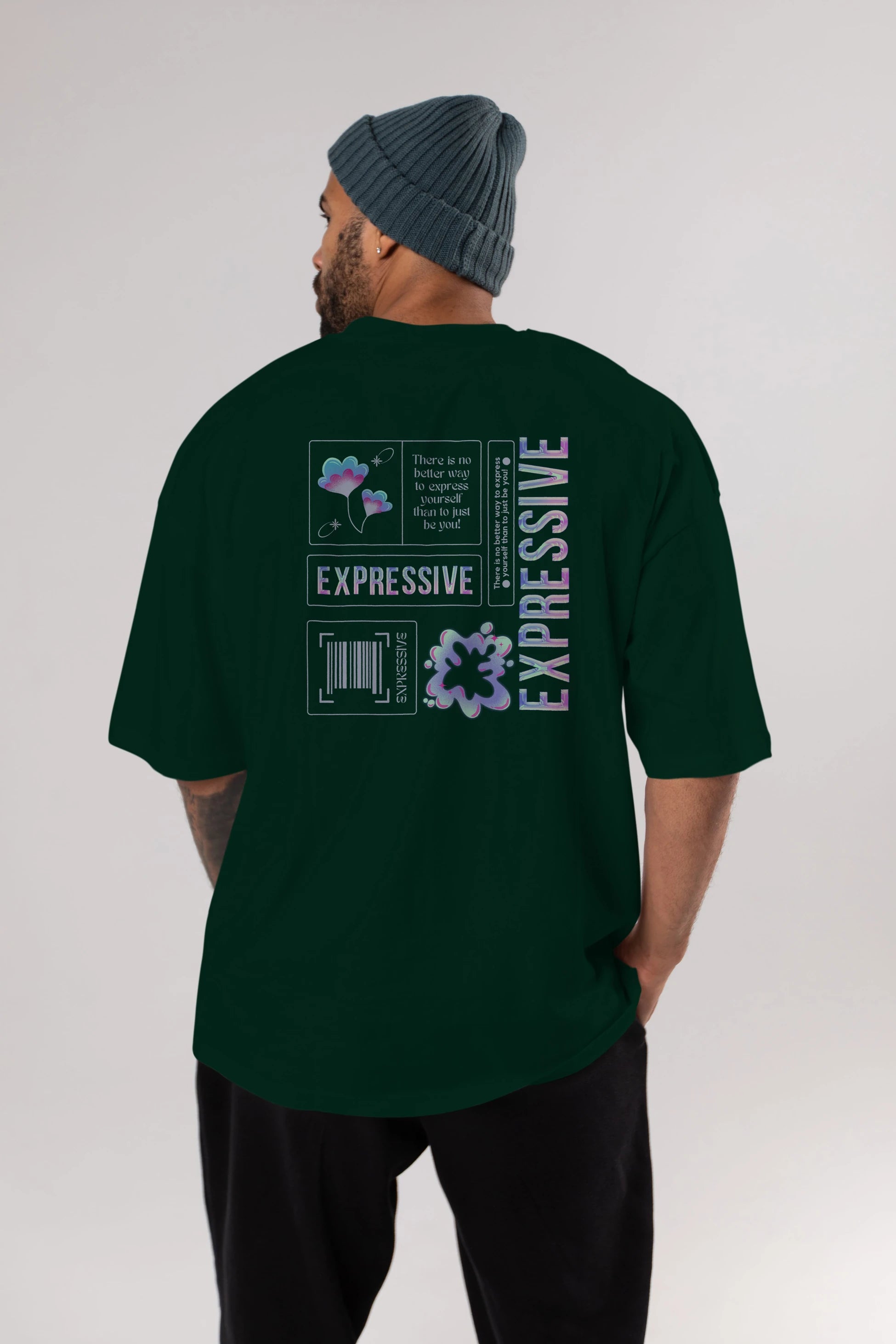 Expressive Streetwear Arka Baskılı Oversize t-shirt Erkek Kadın Unisex