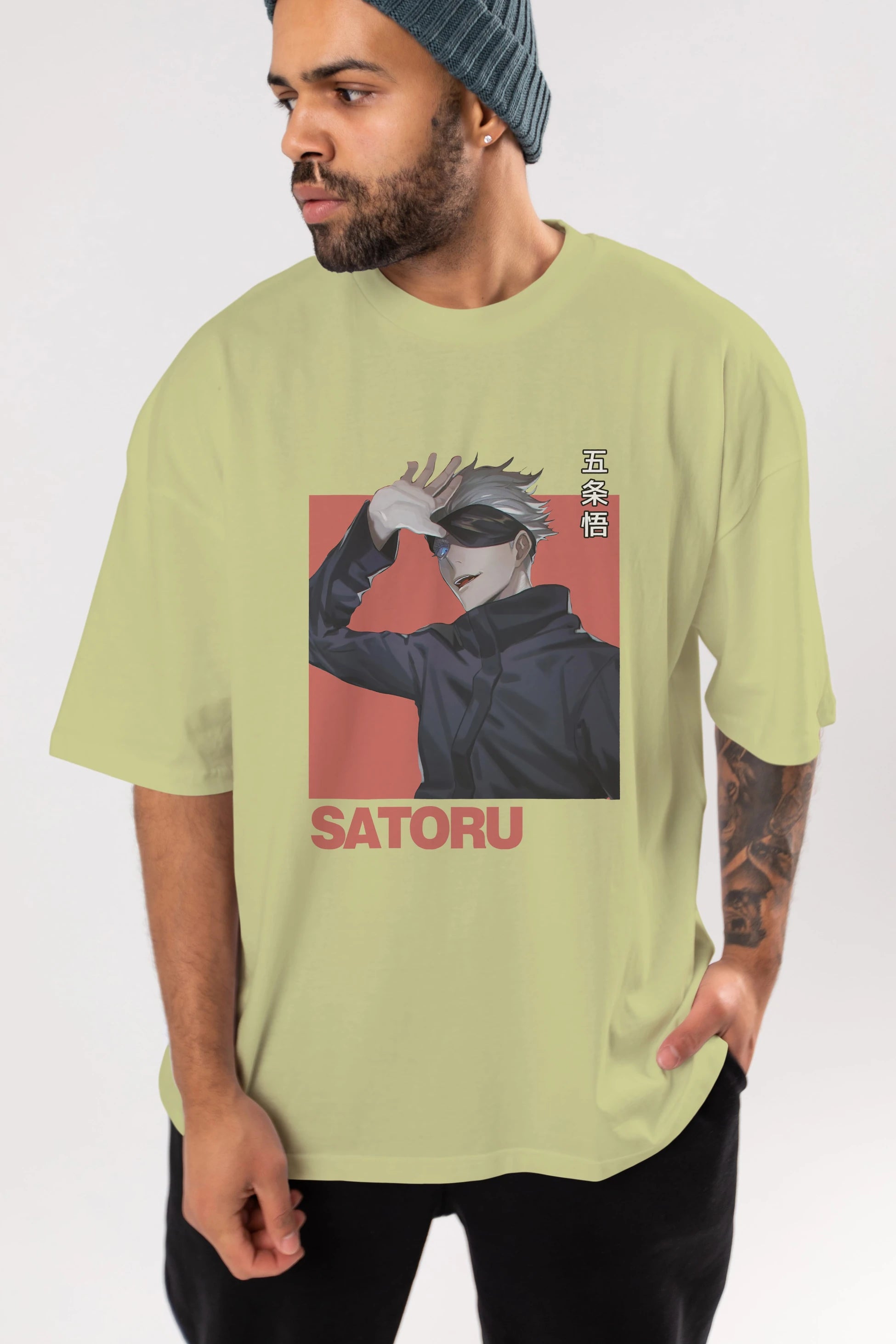SATORU GOJO 2 Anime Ön Baskılı Oversize t-shirt %100 pamuk Erkek Kadın Unisex