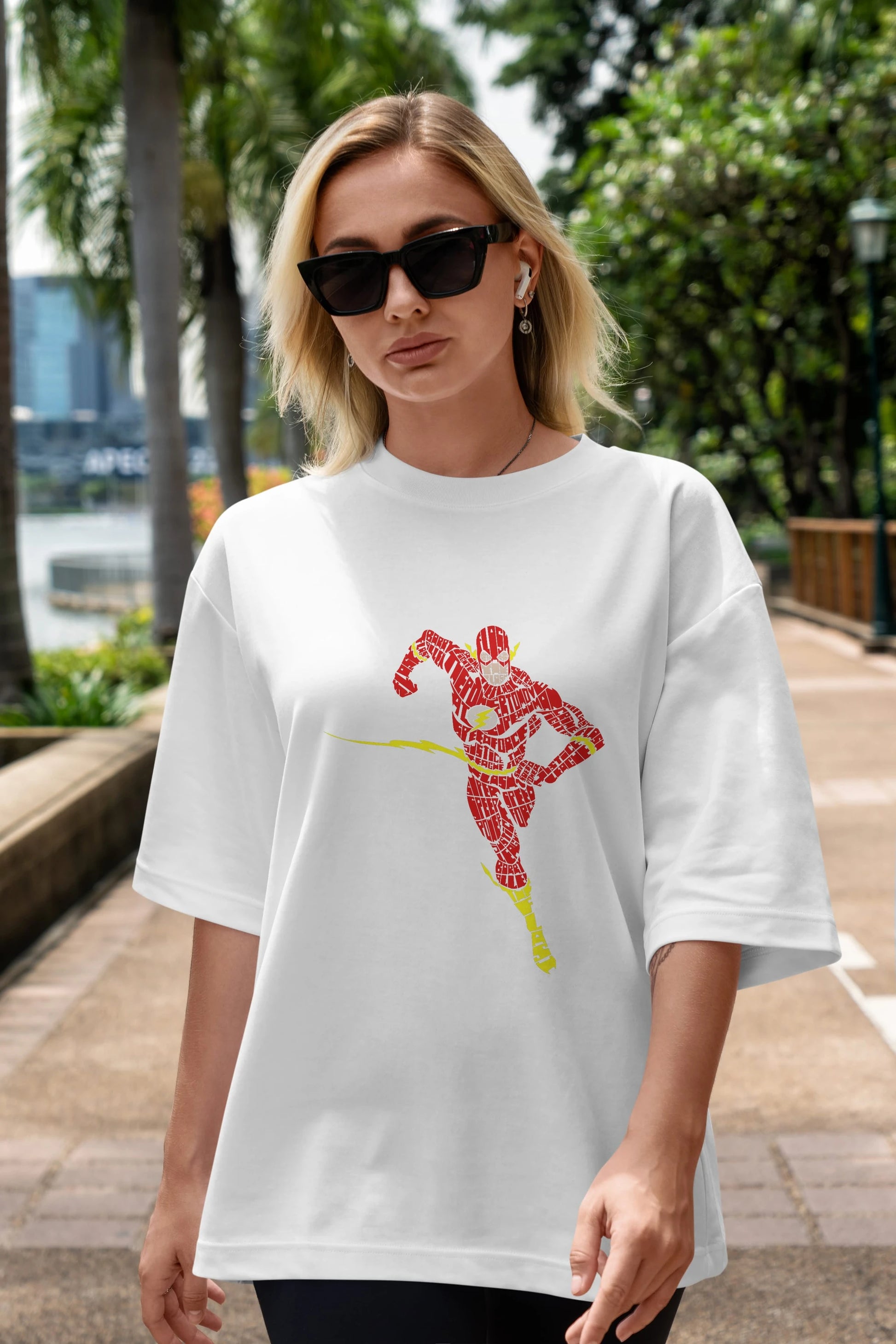 The Flash Ön Baskılı Oversize t-shirt %100 pamuk Erkek Kadın Unisex