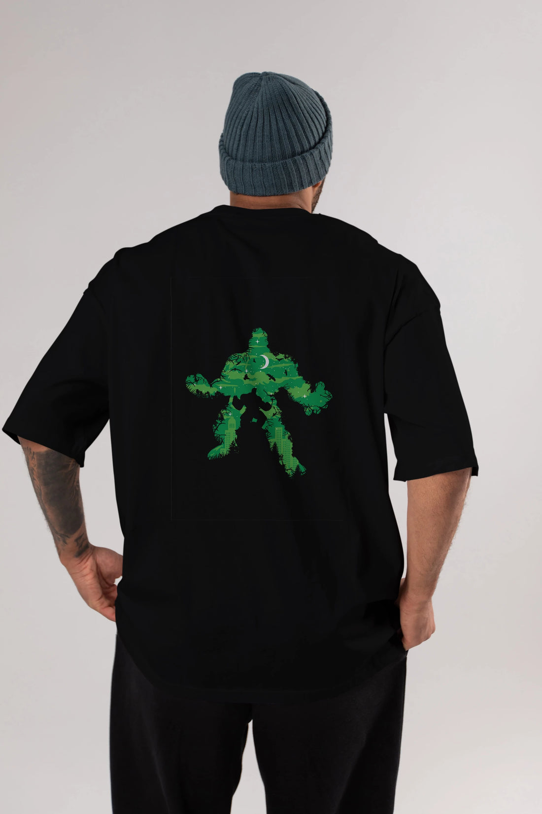Green Monster Arka Baskılı Oversize t-shirt %100 pamuk Erkek Kadın Unisex